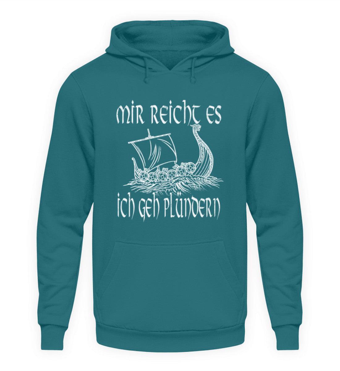 Lustiger Wikinger Hoodie mit Wikingerschiff - "Mir Reicht's, Ich Geh Plündern" - Humorvolle Nordische Bekleidung - Nordic Viking Wear