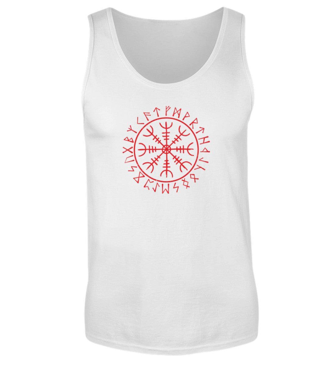Wikinger Helm Of Awe Tank Top – Leuchtendes Runen-Design in Rot - Nordic Viking Wear