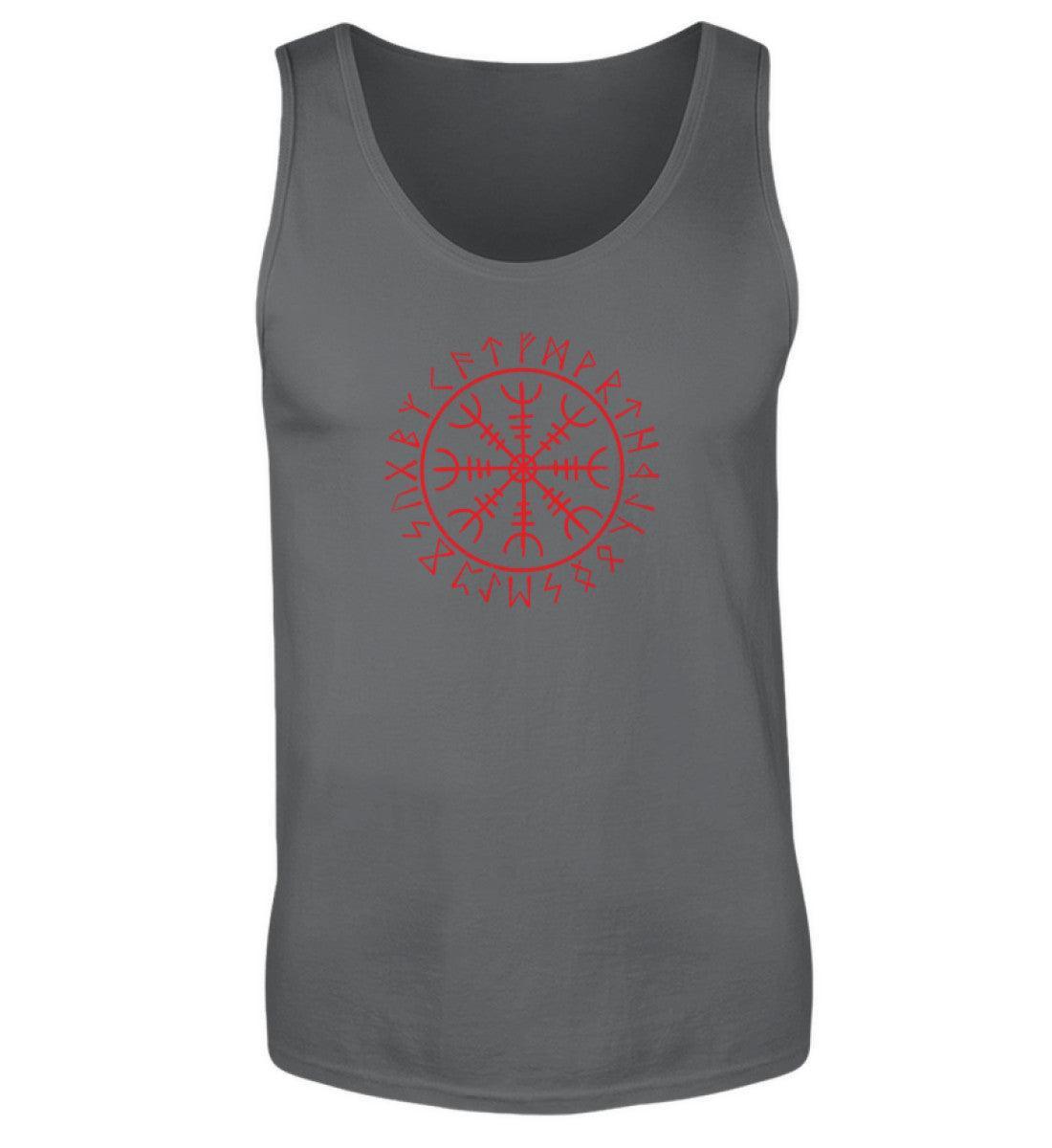 Wikinger Helm Of Awe Tank Top – Leuchtendes Runen-Design in Rot - Nordic Viking Wear