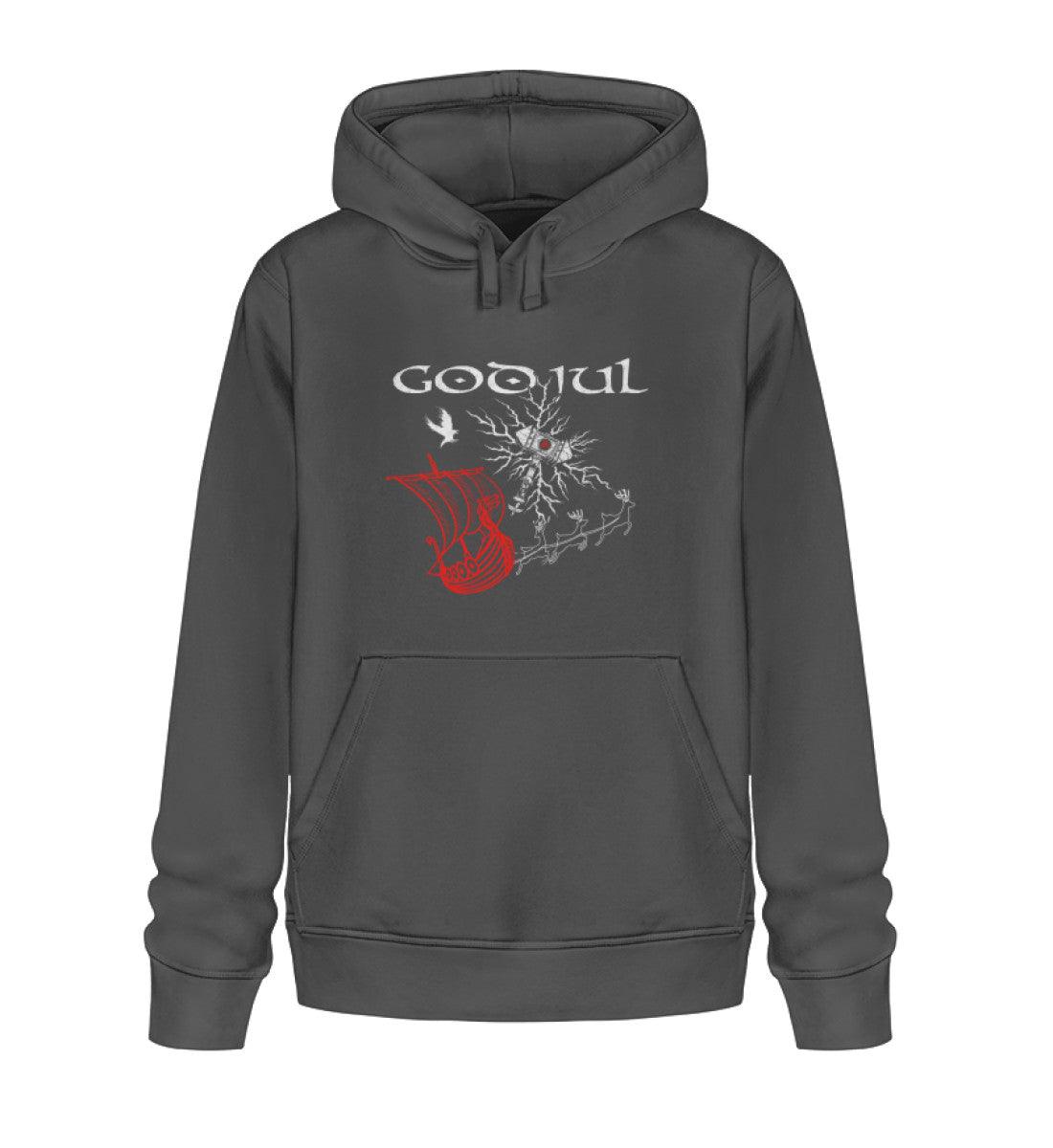 Weihnachts-Premium Hoodie – God Jul Design mit Thors Hammer & Drachenboot - Nordic Viking Wear