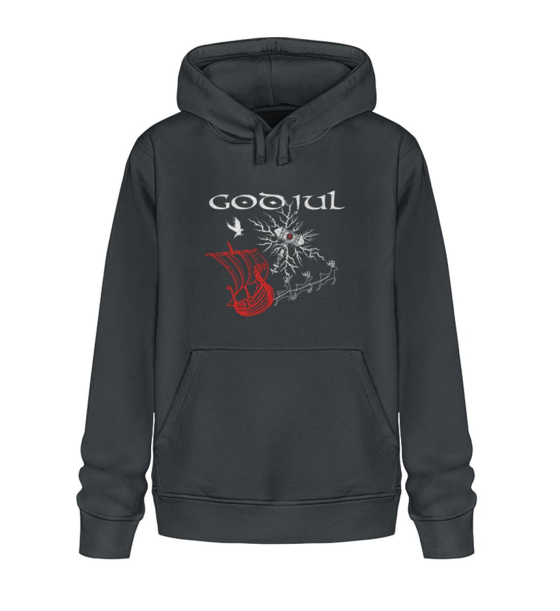 Weihnachts-Premium Hoodie – God Jul Design mit Thors Hammer & Drachenboot - Nordic Viking Wear