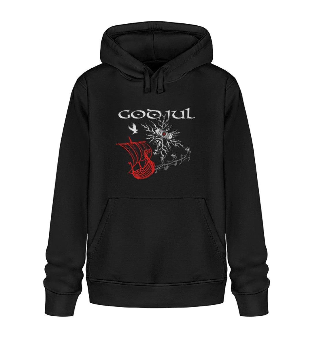 Weihnachts-Premium Hoodie – God Jul Design mit Thors Hammer & Drachenboot - Nordic Viking Wear