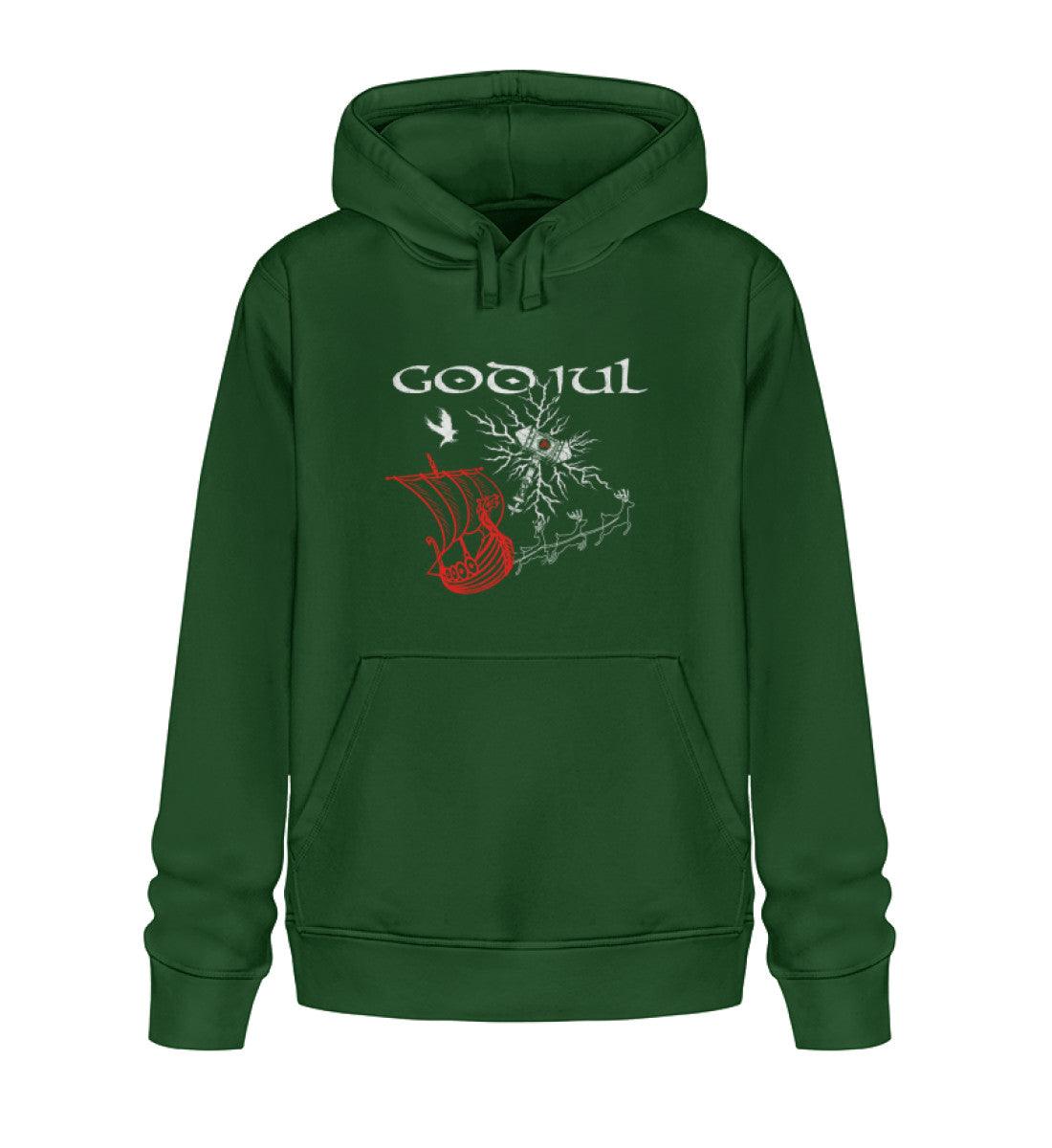 Weihnachts-Premium Hoodie – God Jul Design mit Thors Hammer & Drachenboot - Nordic Viking Wear