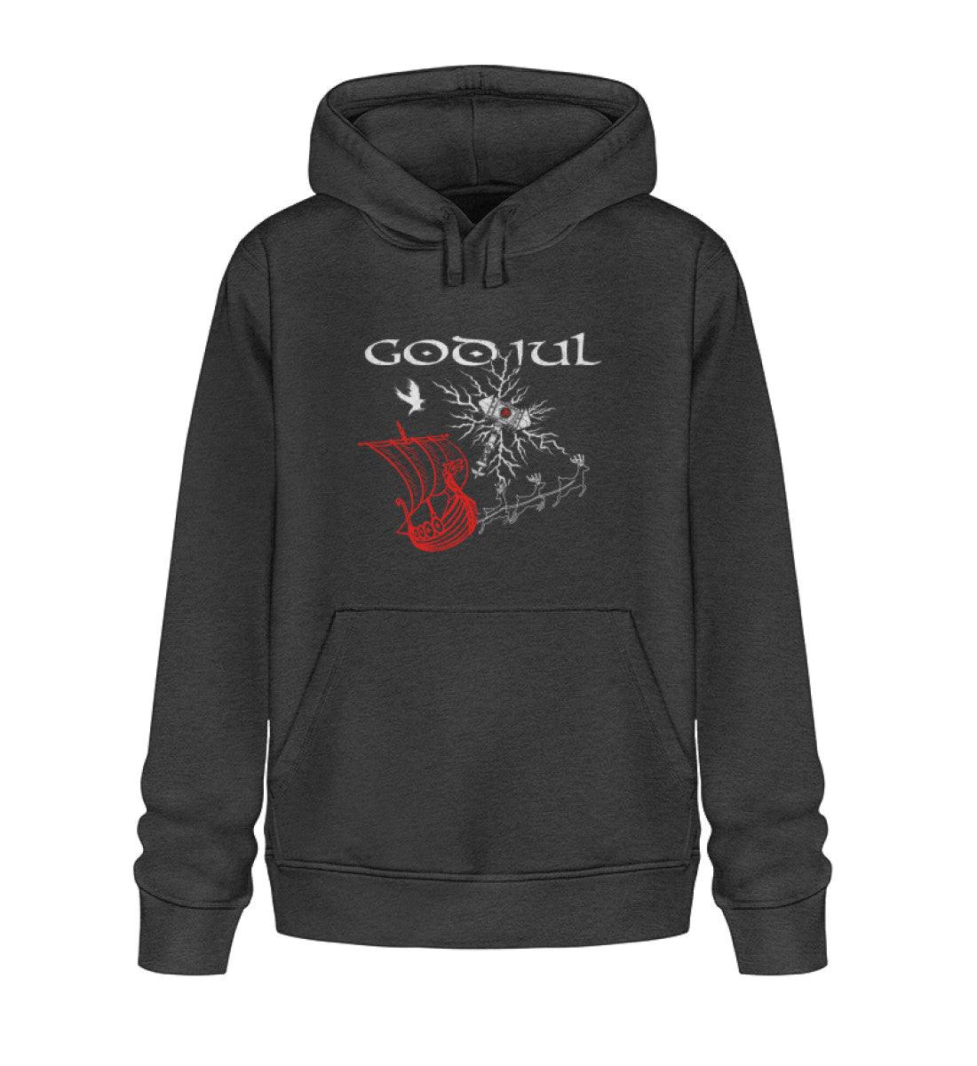 Weihnachts-Premium Hoodie – God Jul Design mit Thors Hammer & Drachenboot - Nordic Viking Wear