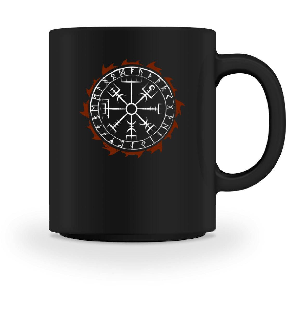 Wikinger & Schildmaiden Keramiktasse | Vegvisir & Runenkreis Design | Nordische Mythologie - Nordic Viking Wear