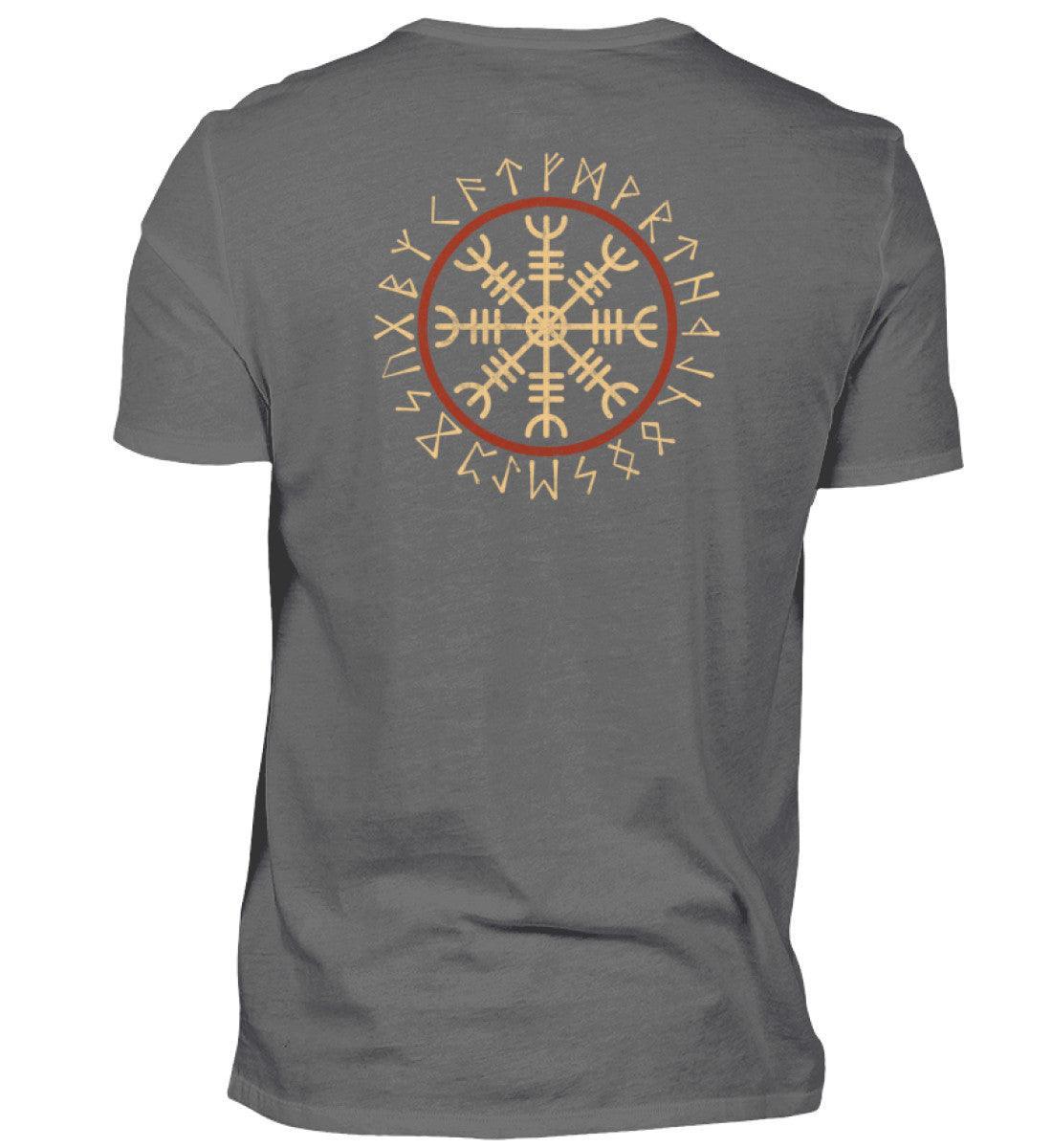 Wikinger Premiumshirt Helm Of Awe Mit Runenkreis Front Backprint - Nordic Viking Wear