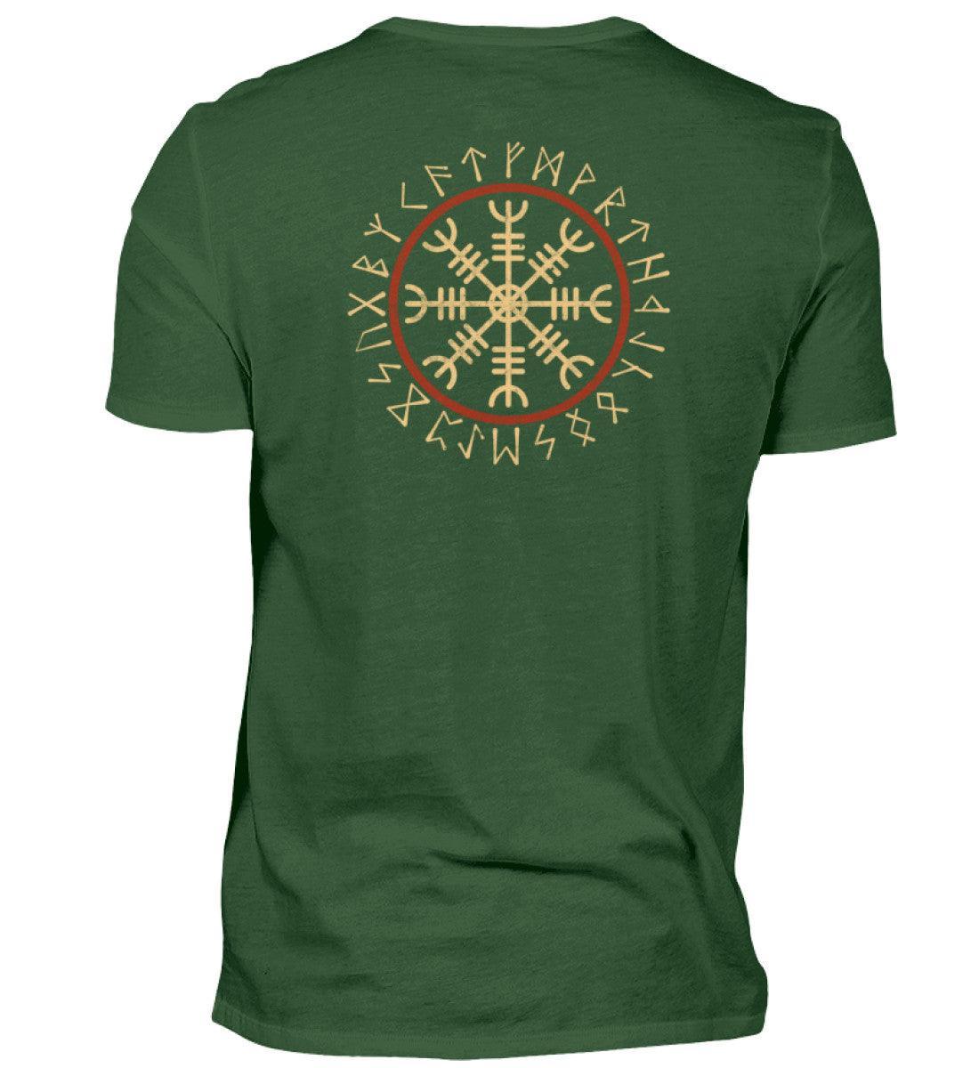 Wikinger Premiumshirt Helm Of Awe Mit Runenkreis Front Backprint - Nordic Viking Wear