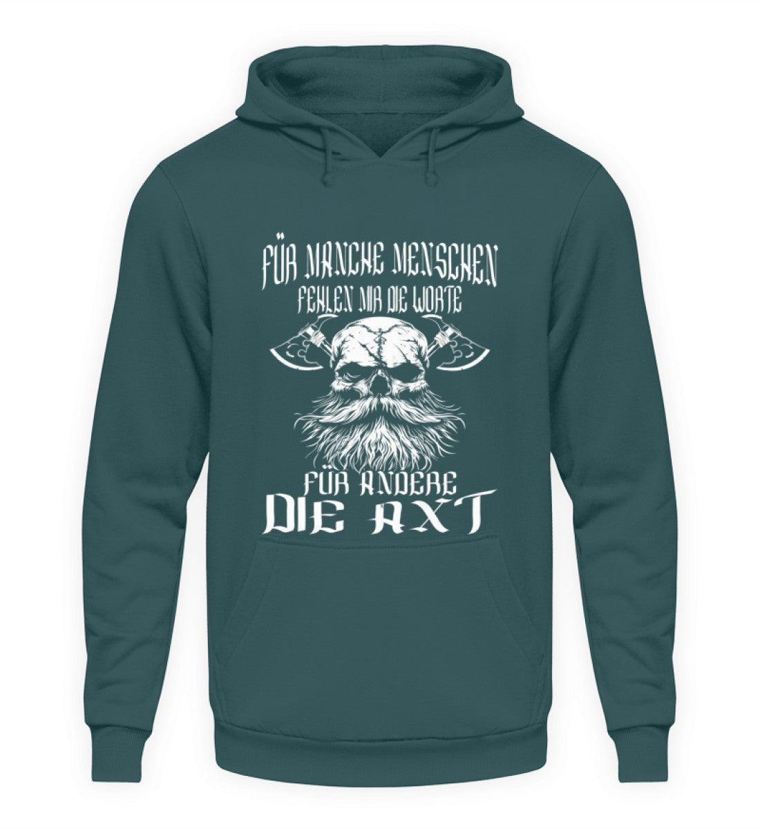 Lustiger Wikinger-Hoodie - "Für manche die Worte, für andere die Axt" - Nordic Viking Wear