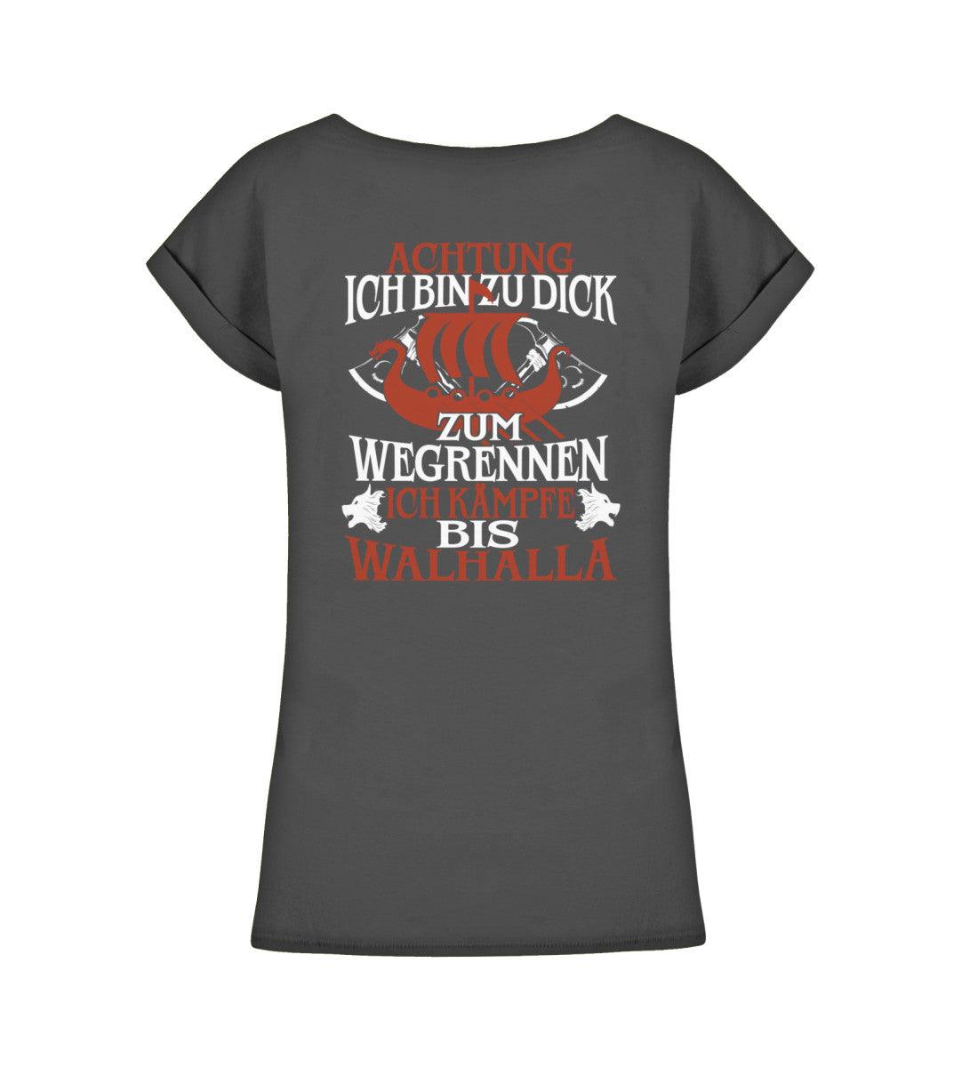 Schildmaiden Extended Shirt – „Achtung! Ich bin zu dick zum Wegrennen, ich kämpfe bis Walhalla“ - Nordic Viking Wear
