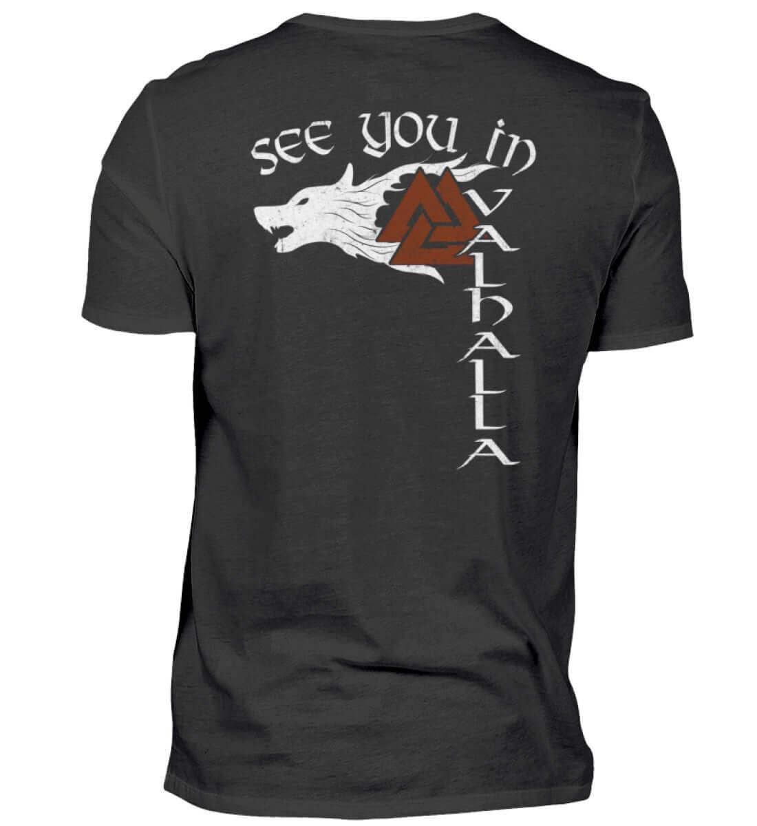 Fenris & Valknut: Das Erbe der Wikinger - Rückendruck Premiumshirt mit mythischer Kraft - Nordic Viking Wear