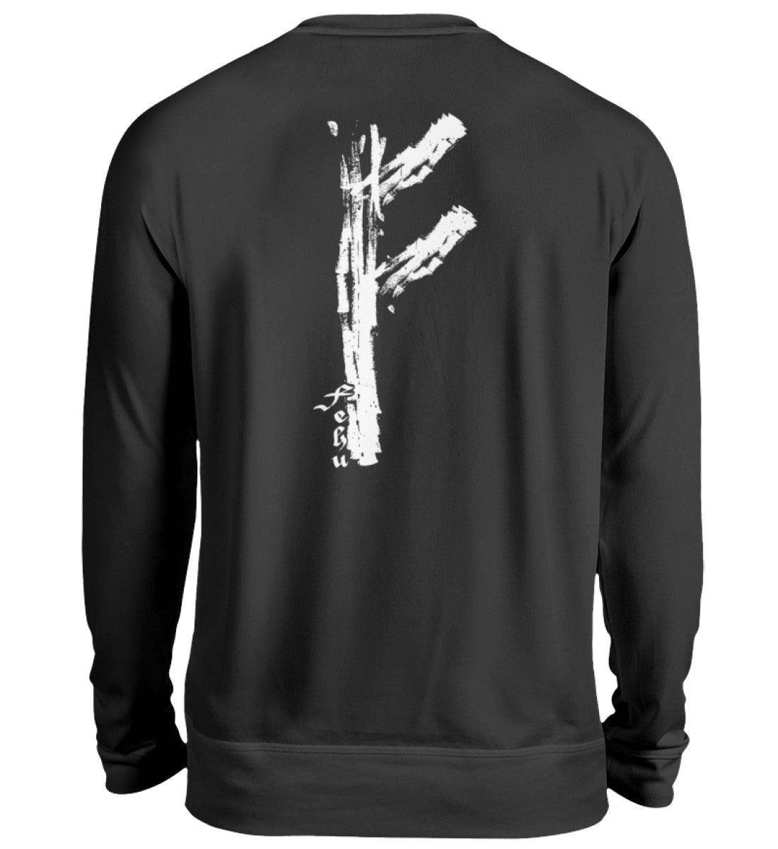 Wikinger Fehu Runen Backprint Sweatshirt - Symbol für Wohlstand und Energie - Nordic Viking Wear