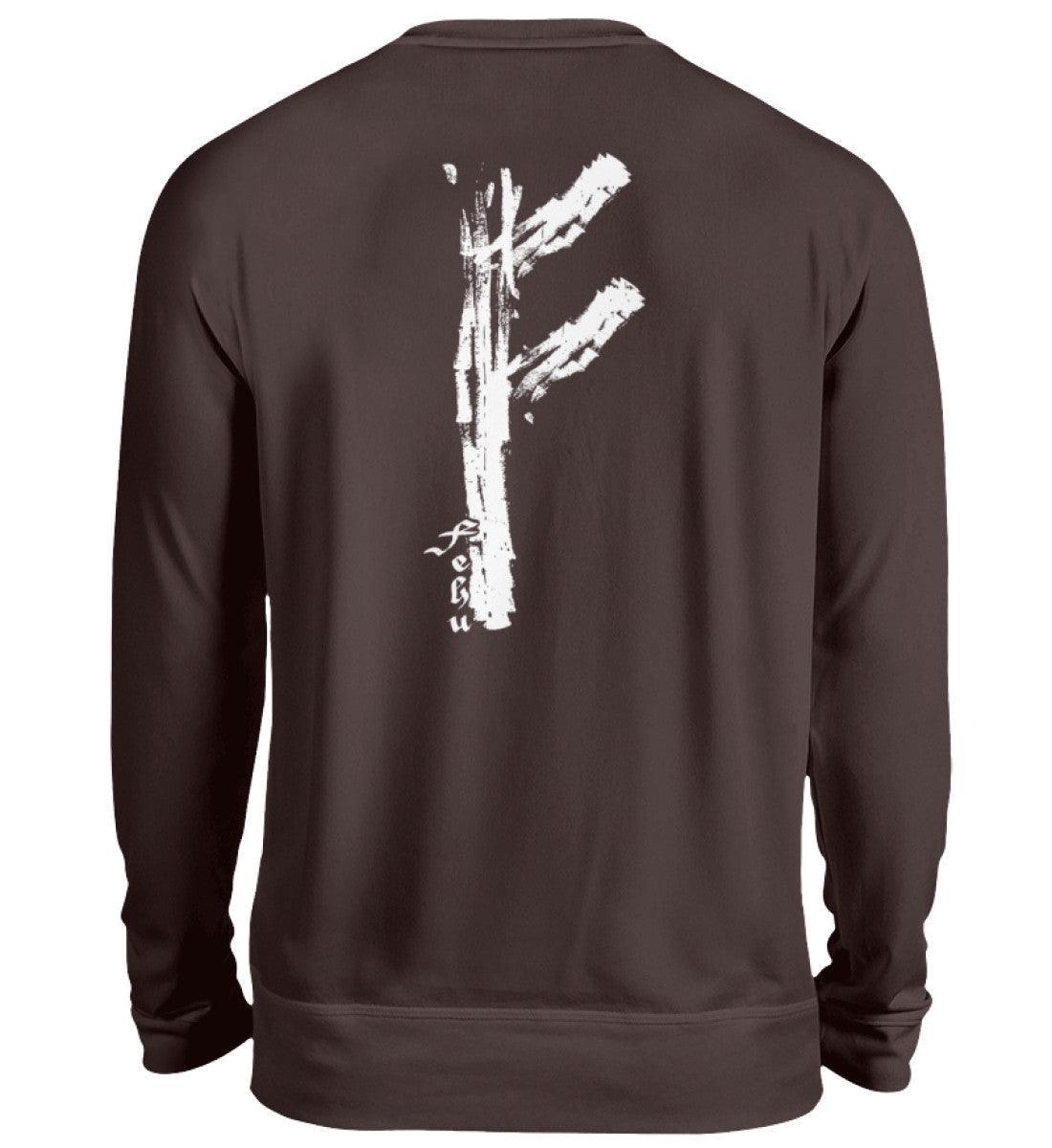 Wikinger Fehu Runen Backprint Sweatshirt - Symbol für Wohlstand und Energie - Nordic Viking Wear