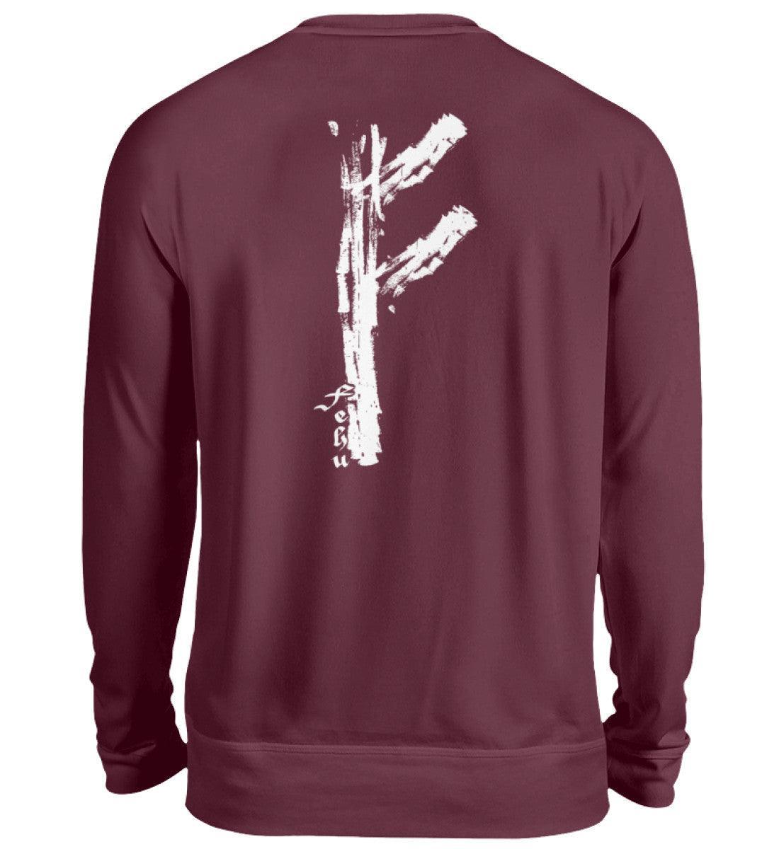 Wikinger Fehu Runen Backprint Sweatshirt - Symbol für Wohlstand und Energie - Nordic Viking Wear