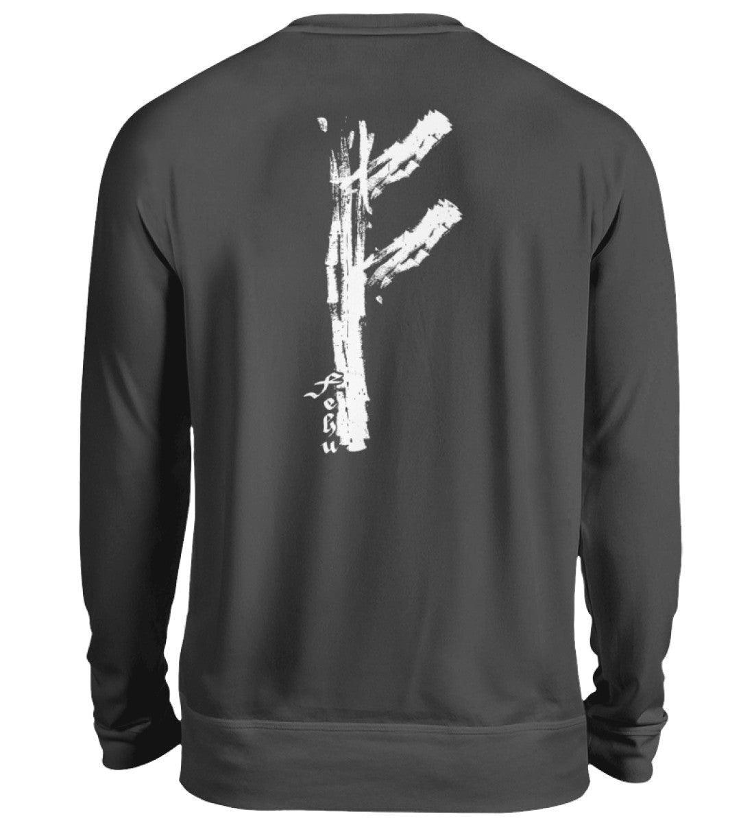 Wikinger Fehu Runen Backprint Sweatshirt - Symbol für Wohlstand und Energie - Nordic Viking Wear
