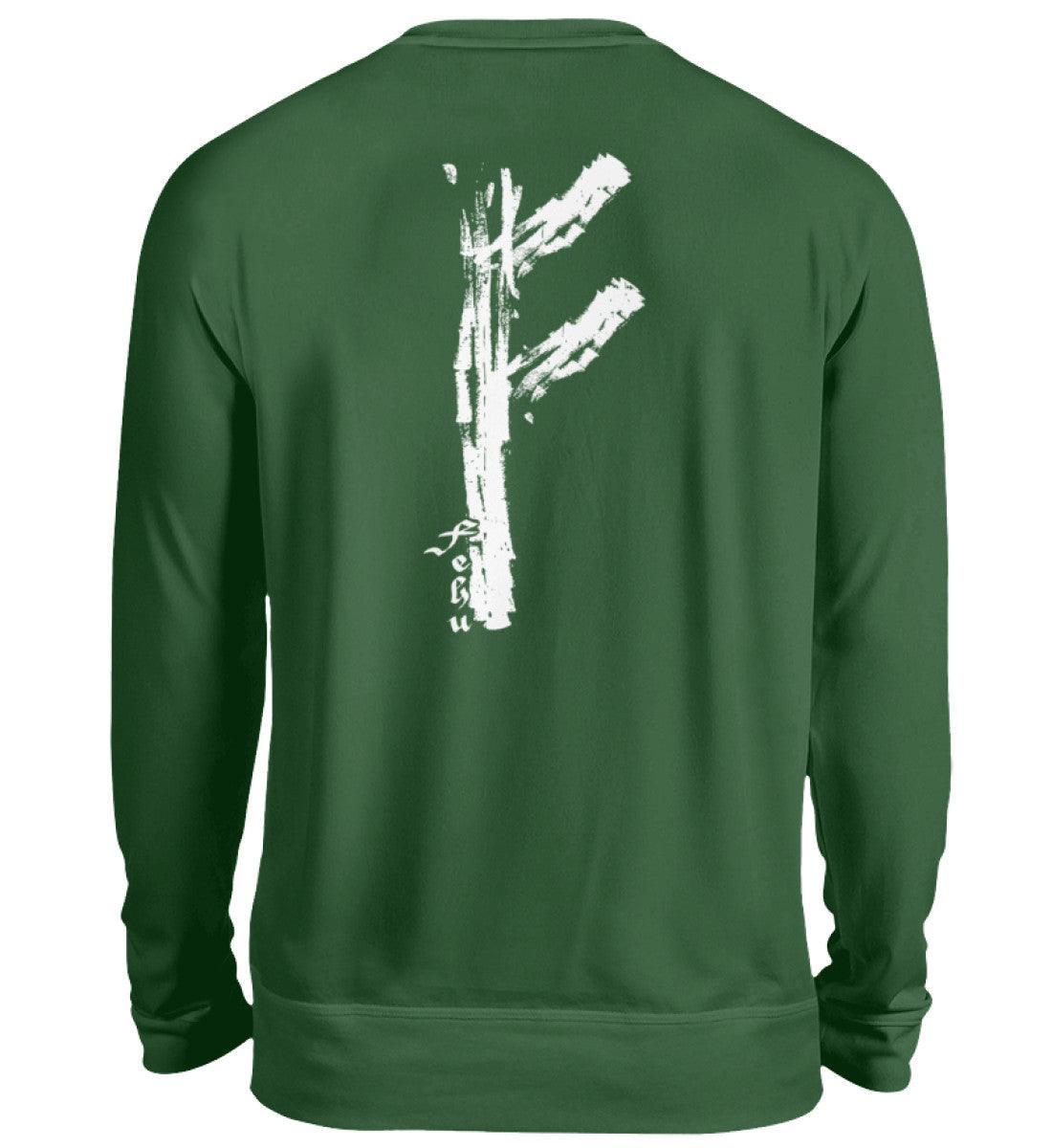 Wikinger Fehu Runen Backprint Sweatshirt - Symbol für Wohlstand und Energie - Nordic Viking Wear