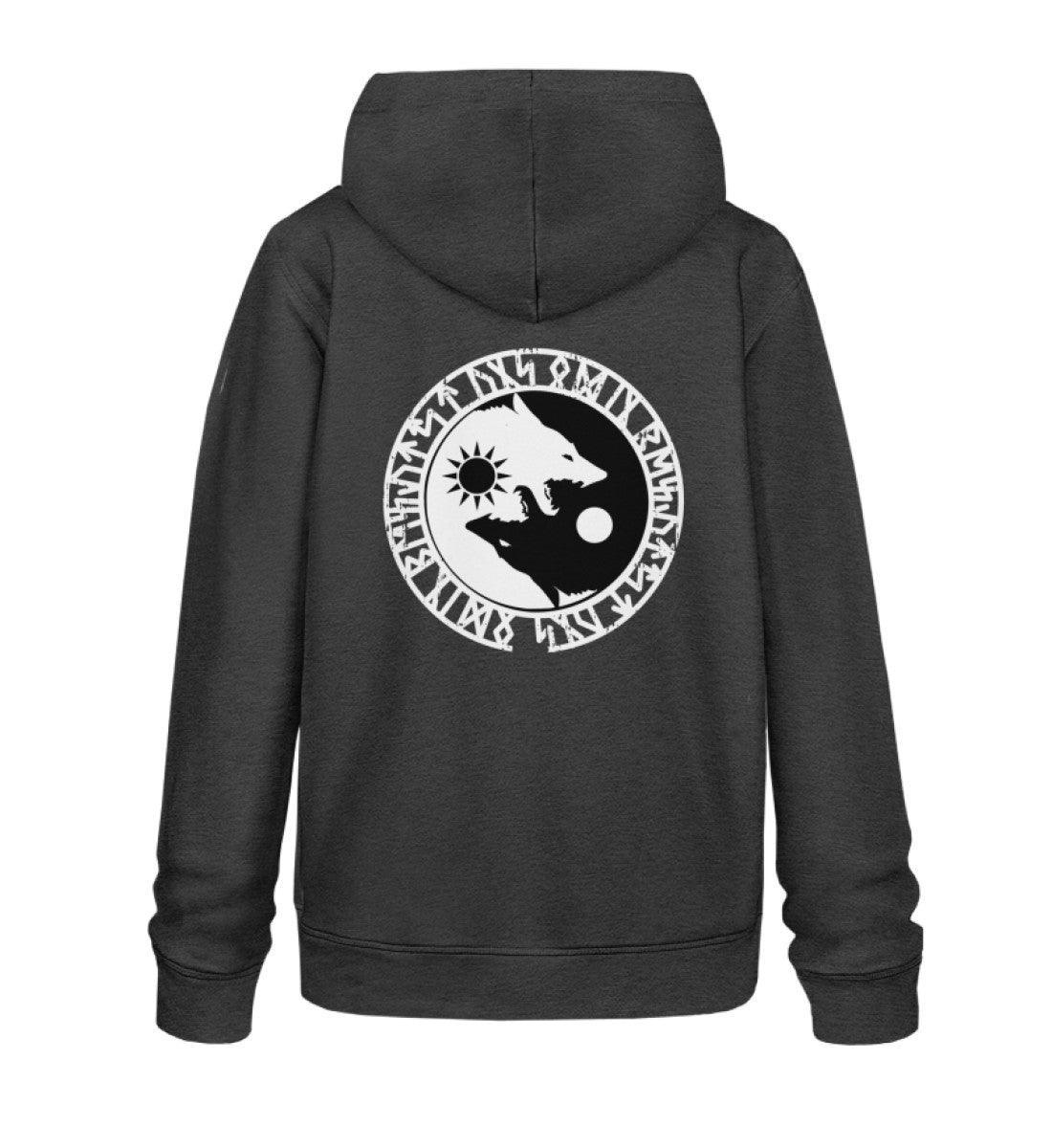 Wikinger Premium Hoodie - Geri und Freki, Odins Wölfe mit Runenkreis - Nordic Viking Wear