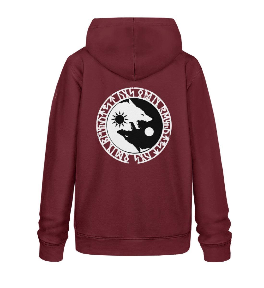 Wikinger Premium Hoodie - Geri und Freki, Odins Wölfe mit Runenkreis - Nordic Viking Wear