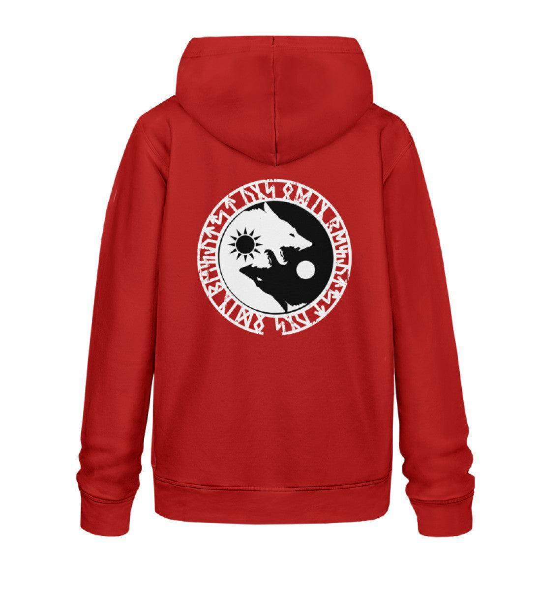 Wikinger Premium Hoodie - Geri und Freki, Odins Wölfe mit Runenkreis - Nordic Viking Wear
