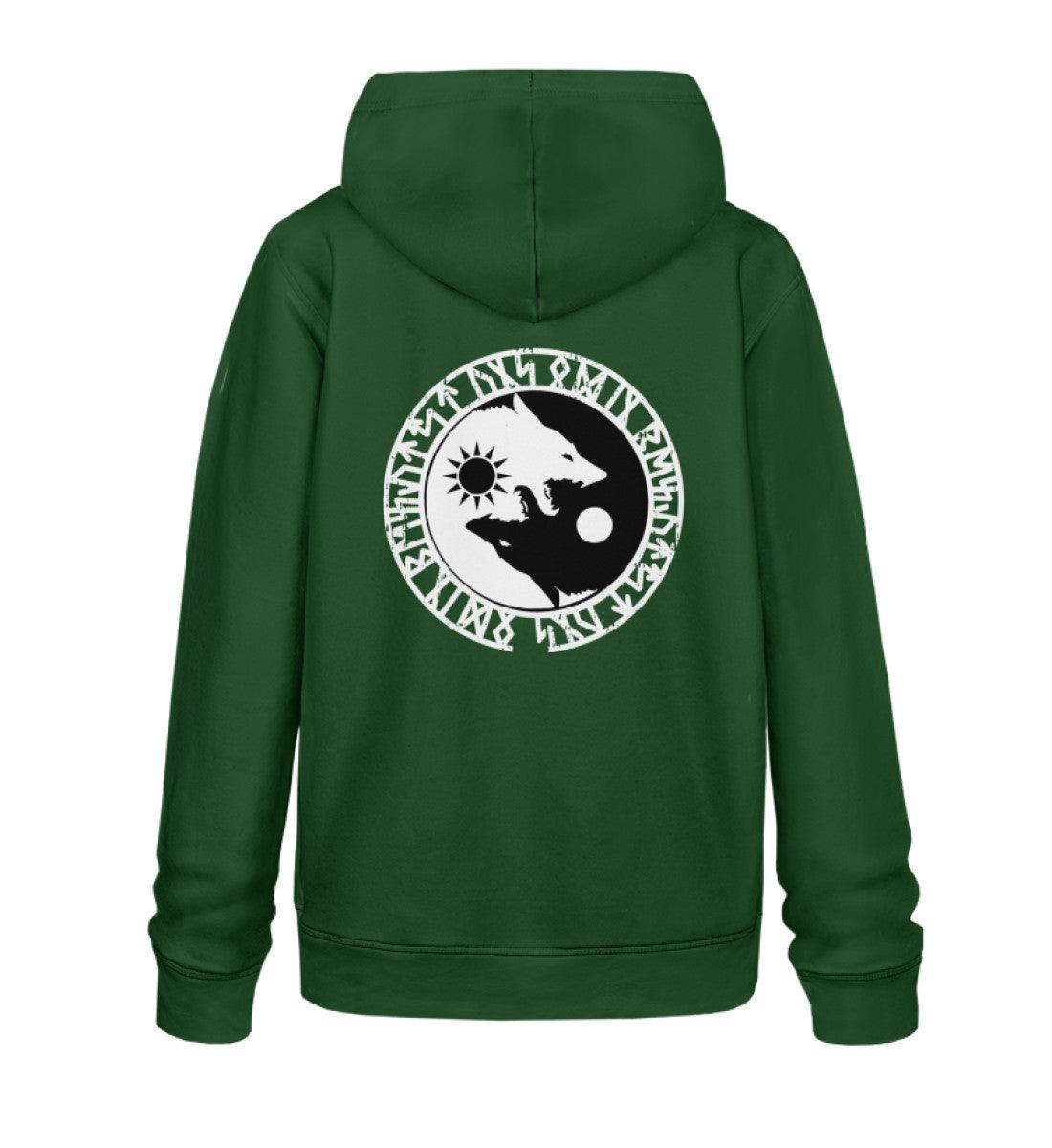 Wikinger Premium Hoodie - Geri und Freki, Odins Wölfe mit Runenkreis - Nordic Viking Wear