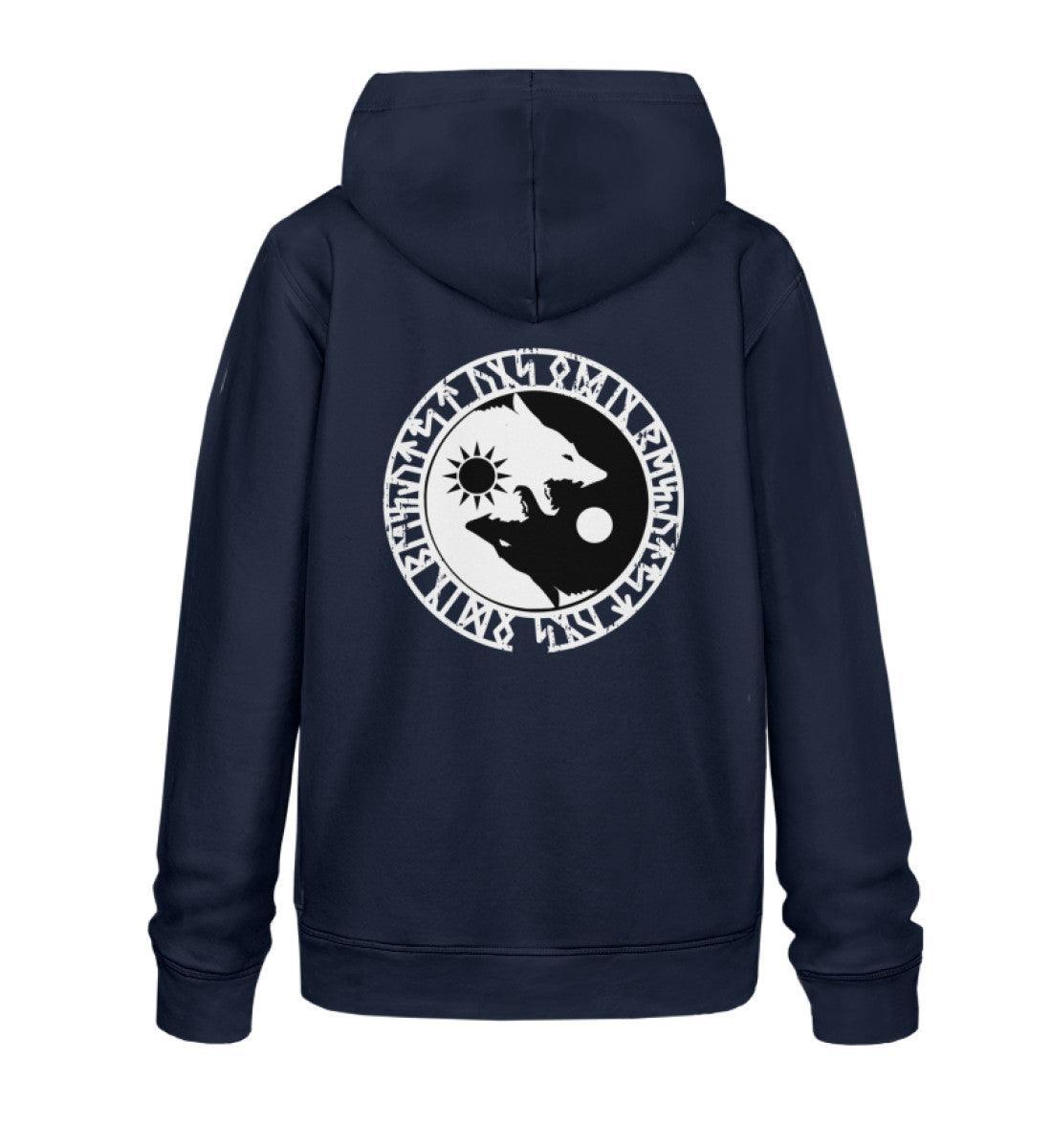 Wikinger Premium Hoodie - Geri und Freki, Odins Wölfe mit Runenkreis - Nordic Viking Wear