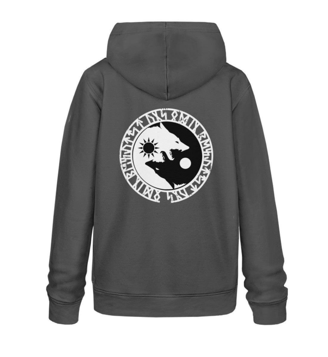 Wikinger Premium Hoodie - Geri und Freki, Odins Wölfe mit Runenkreis - Nordic Viking Wear