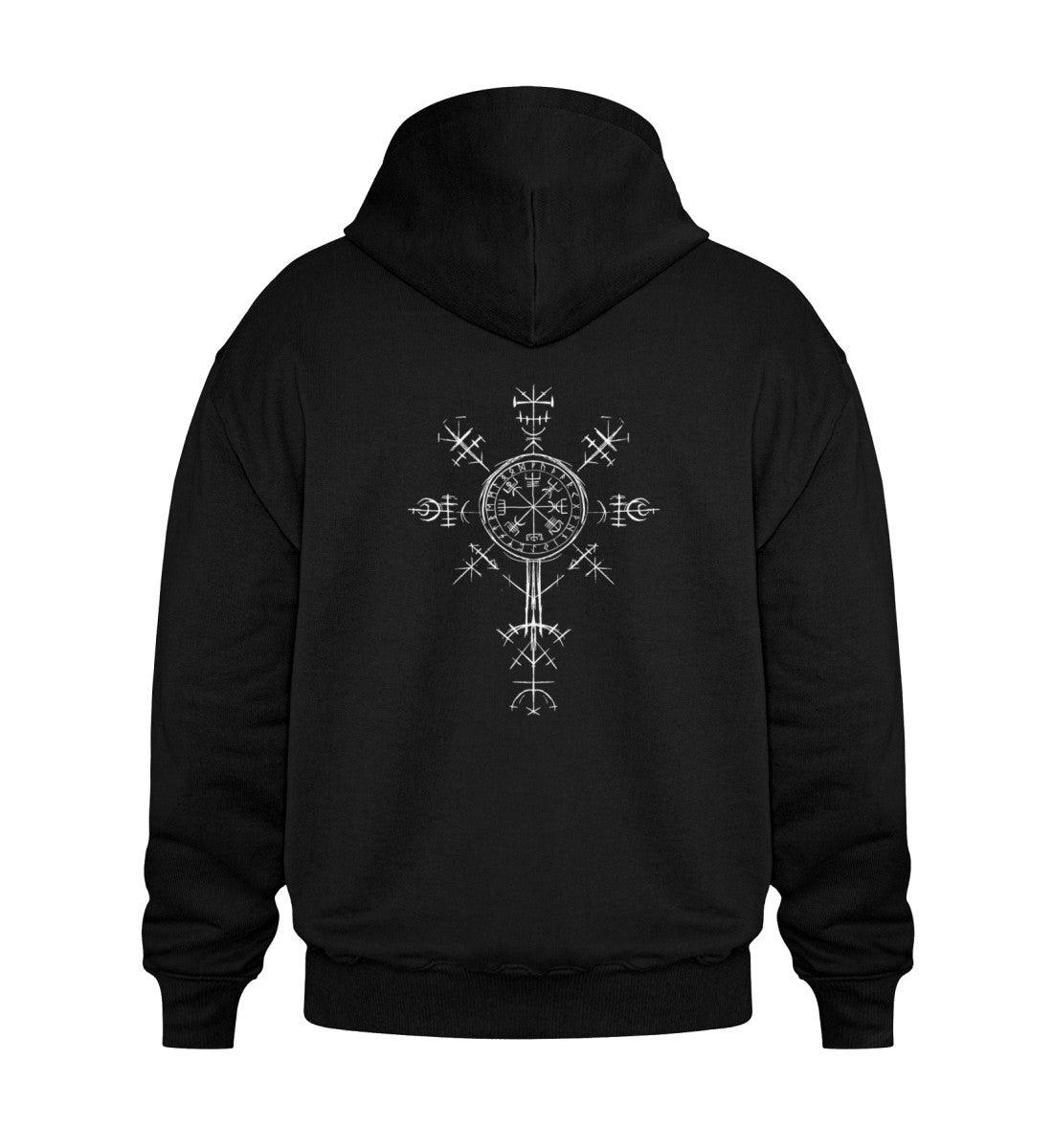 Wikinger Heavy Hoodie "Vegvísir Nordischer Kompass" Leite Deinen Weg - Nordic Viking Wear