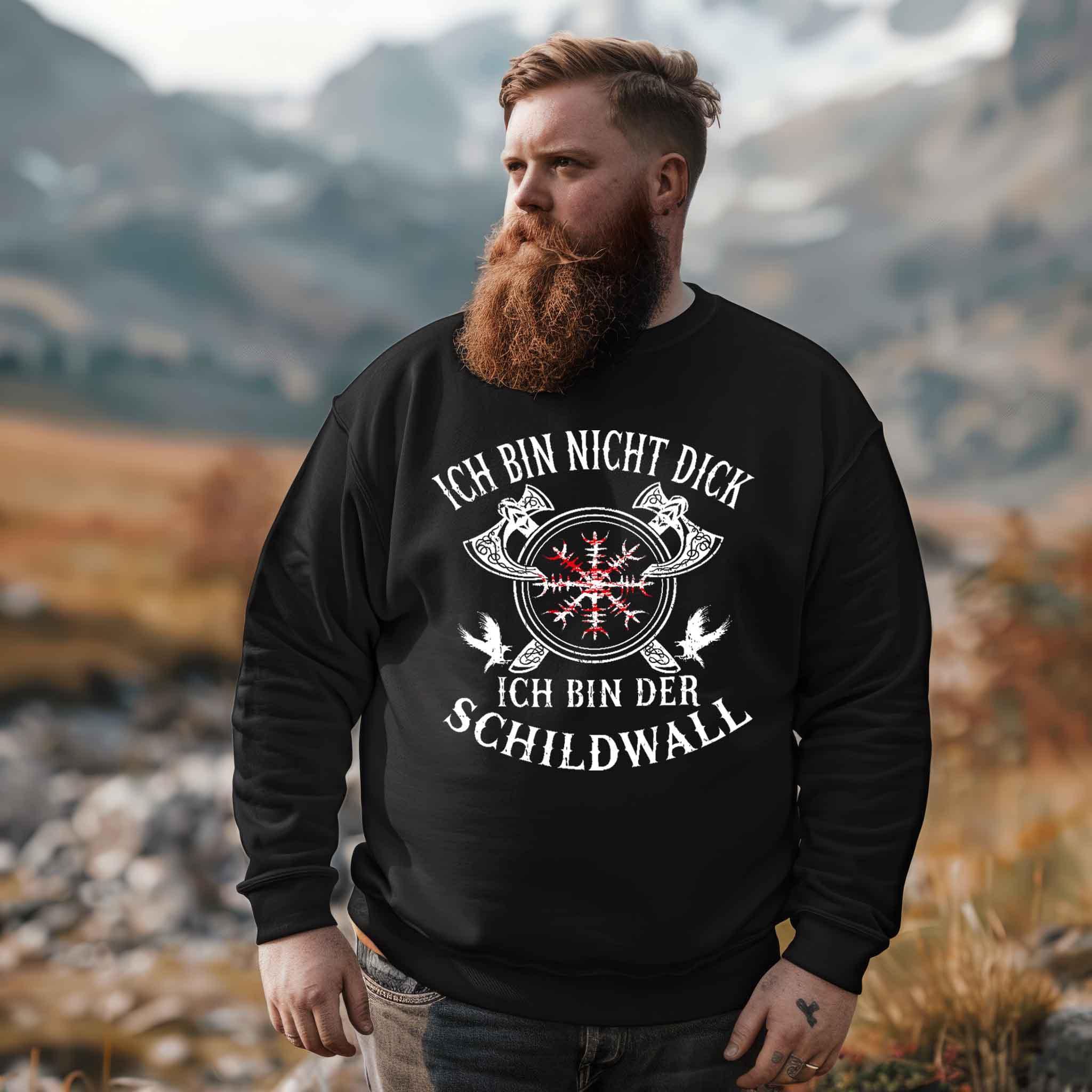 Wikinger Sweatshirt 'Ich bin der Schildwall' – Stolz und Schutz mit dem Helm of Awe - Nordic Viking Wear