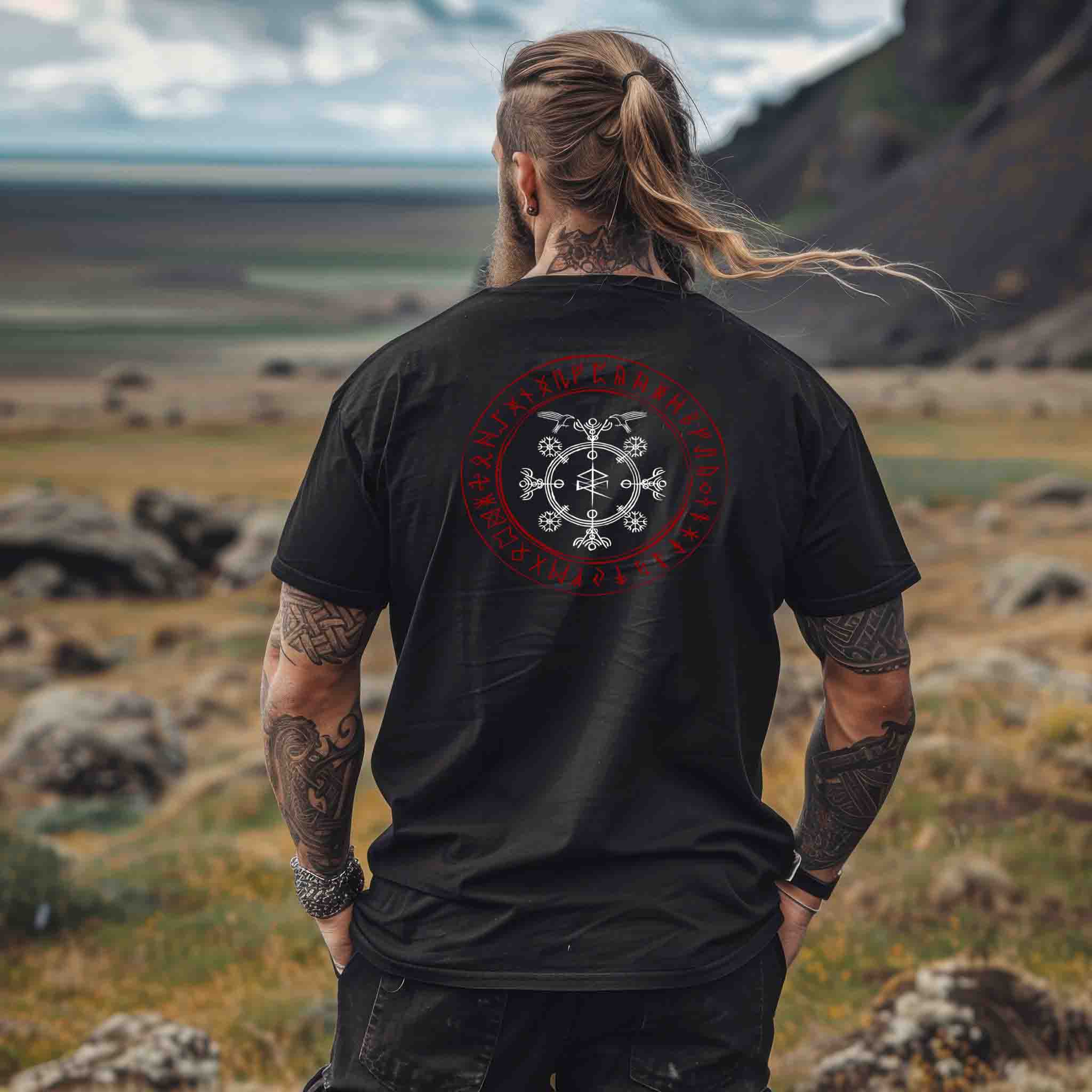 Wikinger Standard Shirt Odins Raben Mit Runenkreis