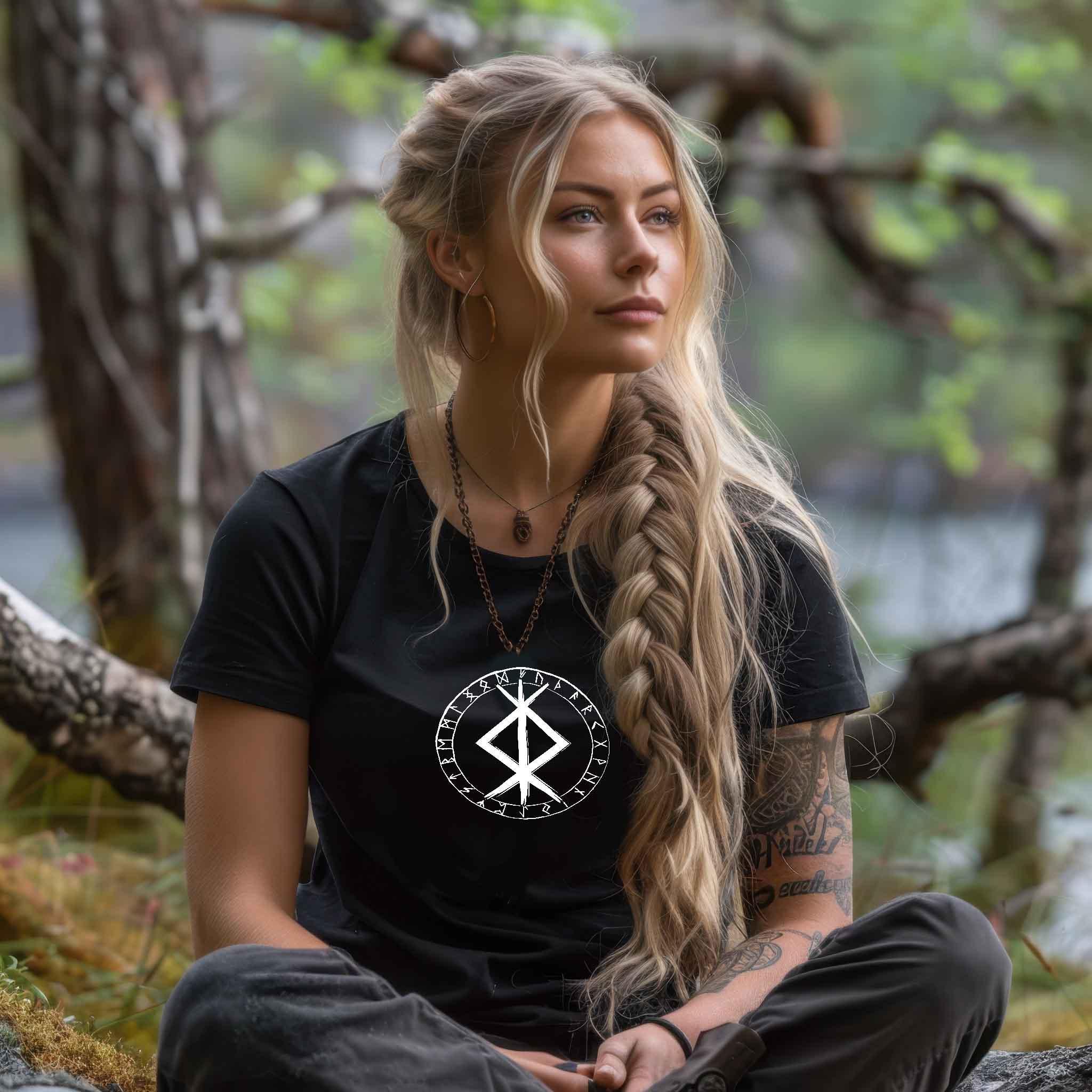 Schildmaiden Binde Runen Premiumshirt Protection - Nordic Viking Wear