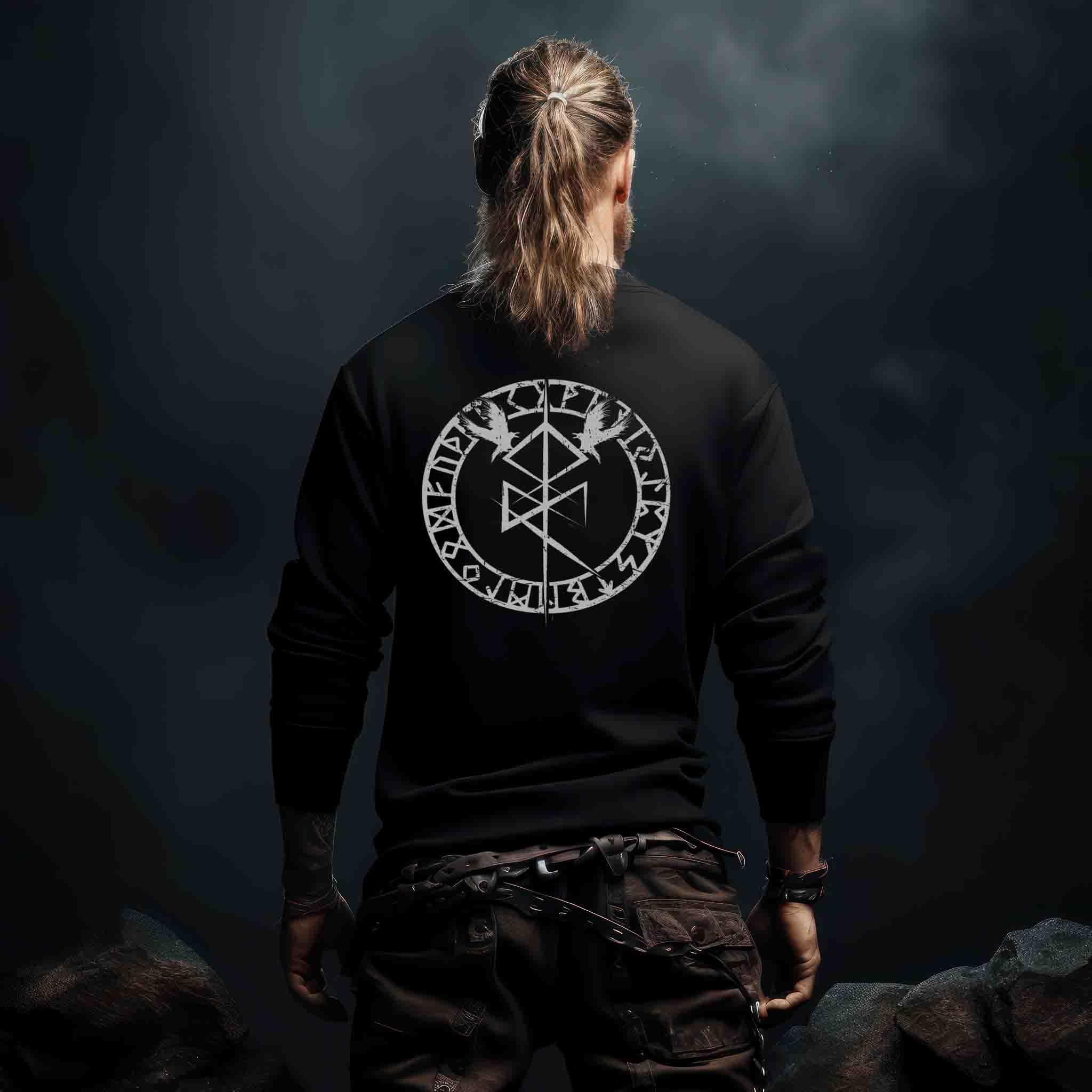 Wikinger Sweatshirt Odins Binderune Hugin Und Munin Design - Unisex Pullover - Nordic Viking Wear