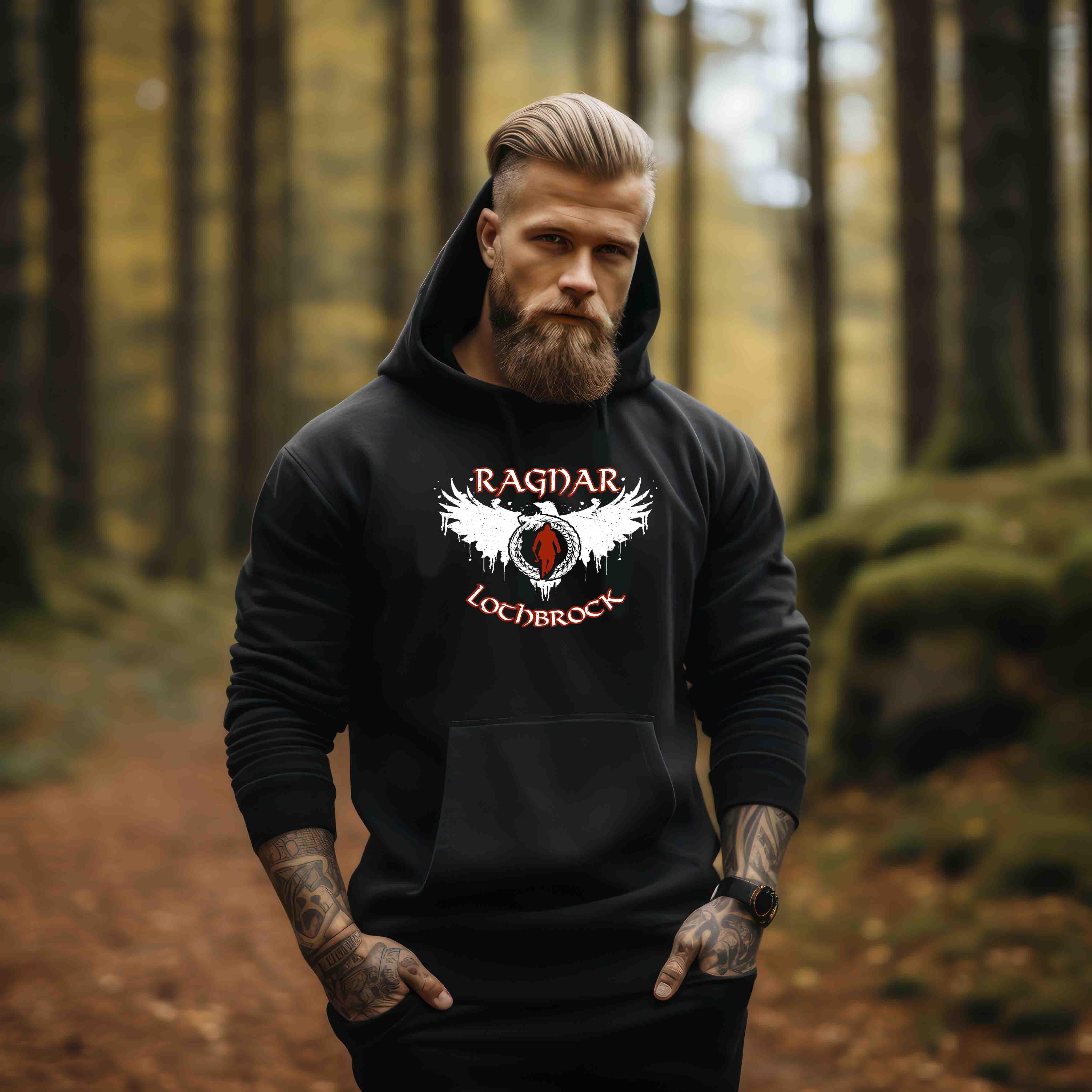 Wikinger Hoodie Ragnar Lothbrock Design - Eroberergeist und Legenden Design - Nordic Viking Wear