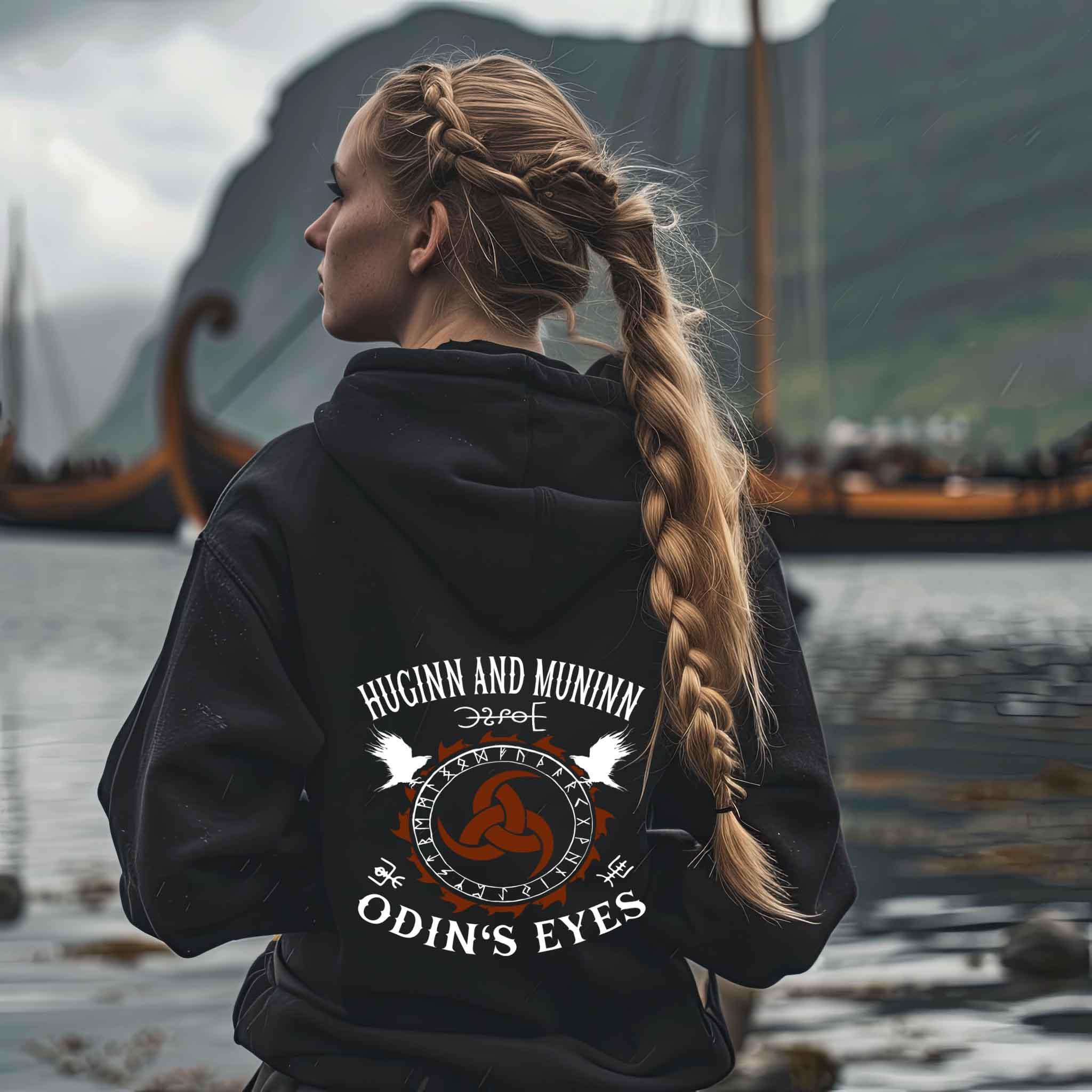 Wikinger- Heavy Vintage Hoodie "Huginn und Muninn - Odins Augen" - Nordic Viking Wear