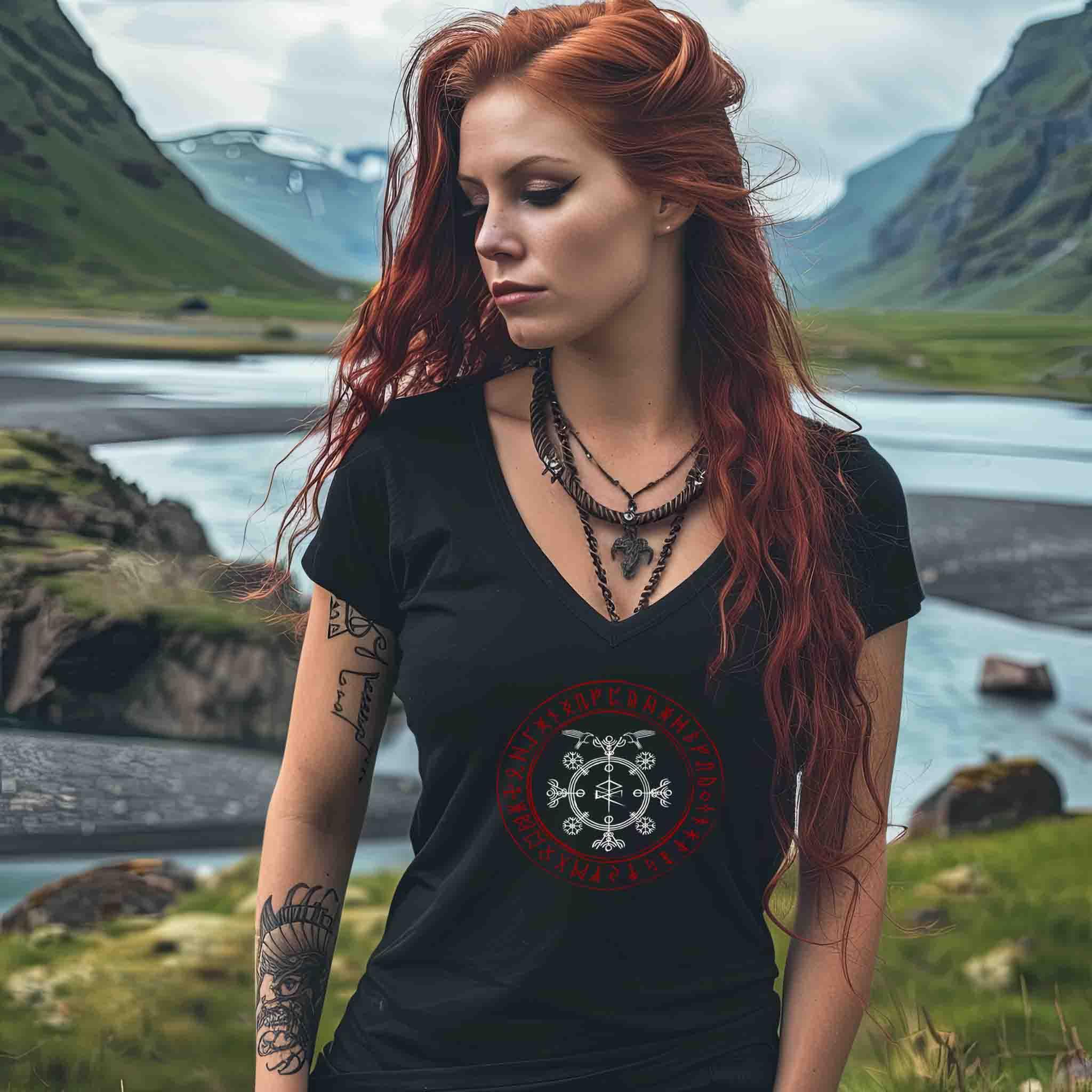Schildmaiden V-Neck – Odins Zeichen der Stärke