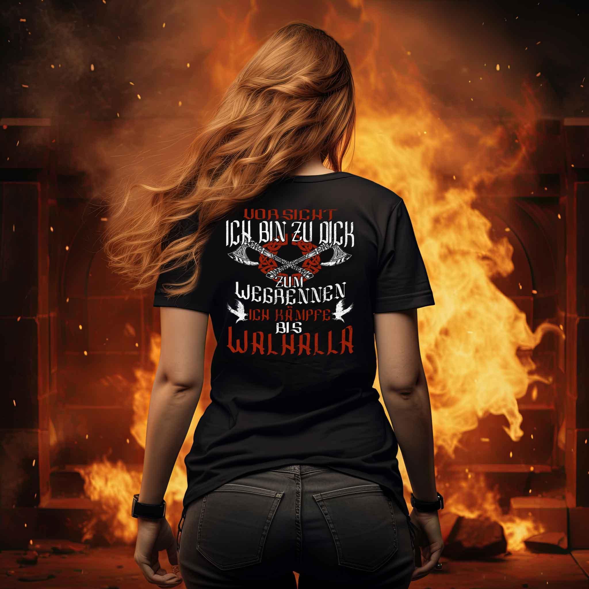 Schildmaiden Premiumshirt - "Zu dick zum Wegrennen