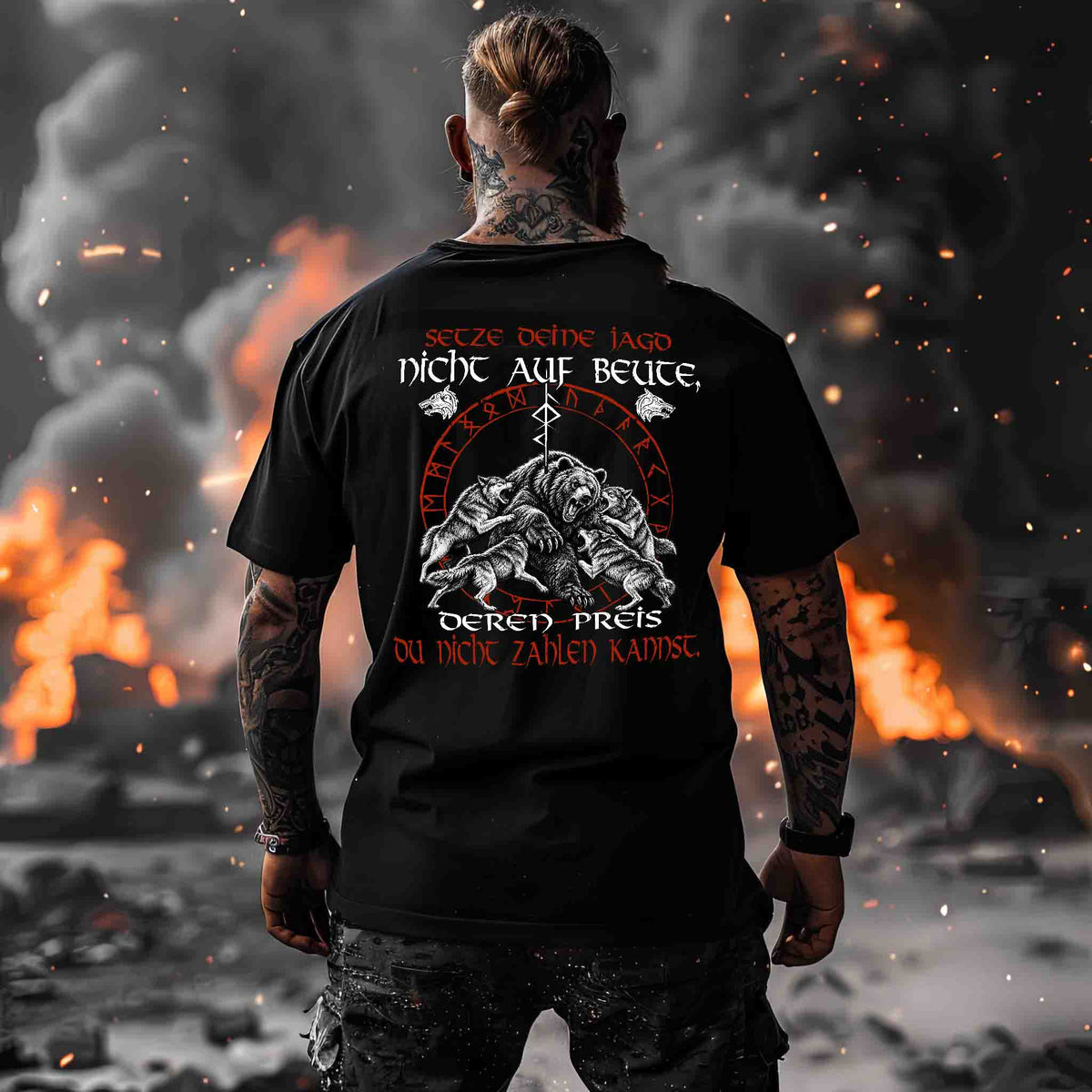 Wikinger Premiumshirt Backprint Setze-Deine-Jagd