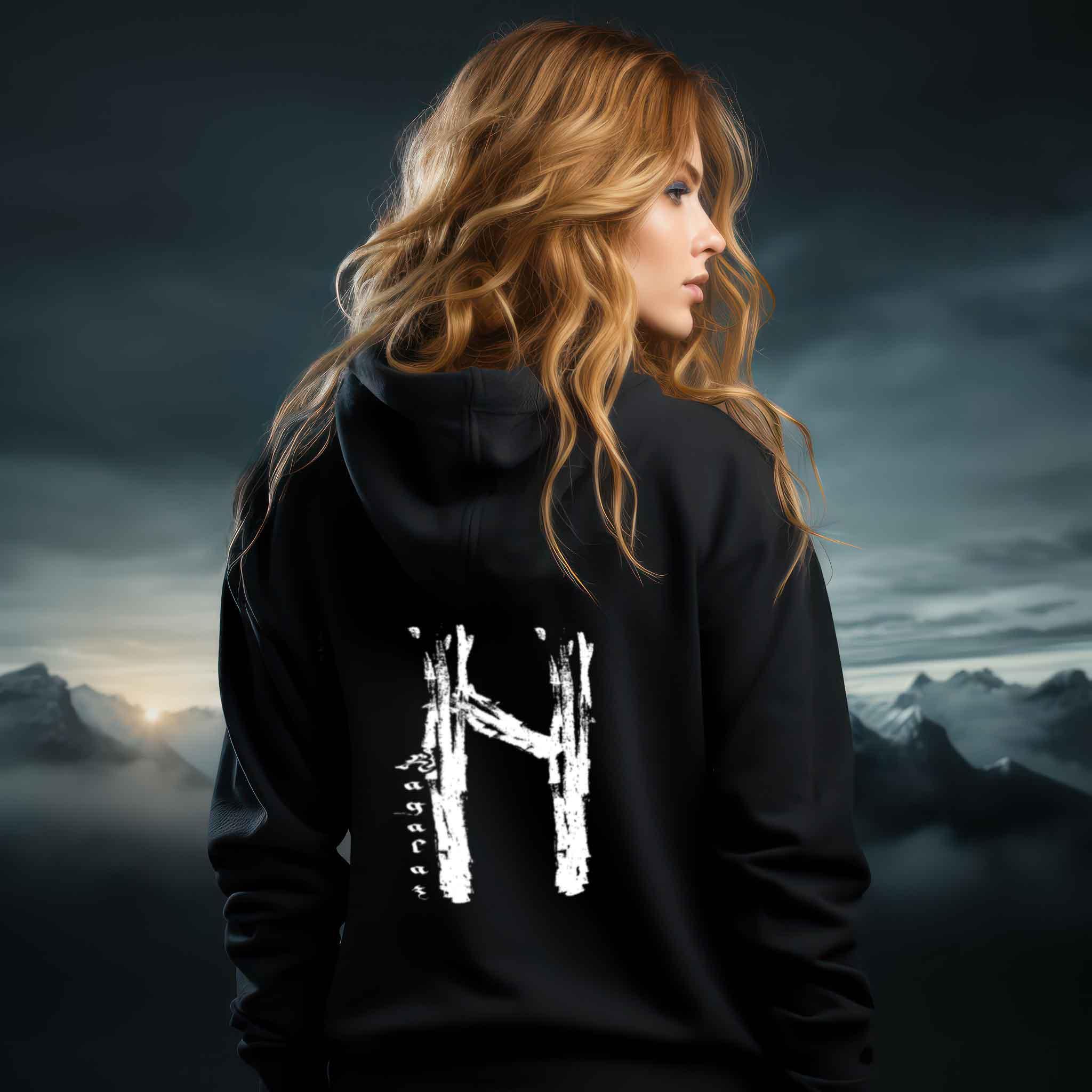 Schildmaiden Hoodie - Hagalaz Rune - Nordic Viking Wear