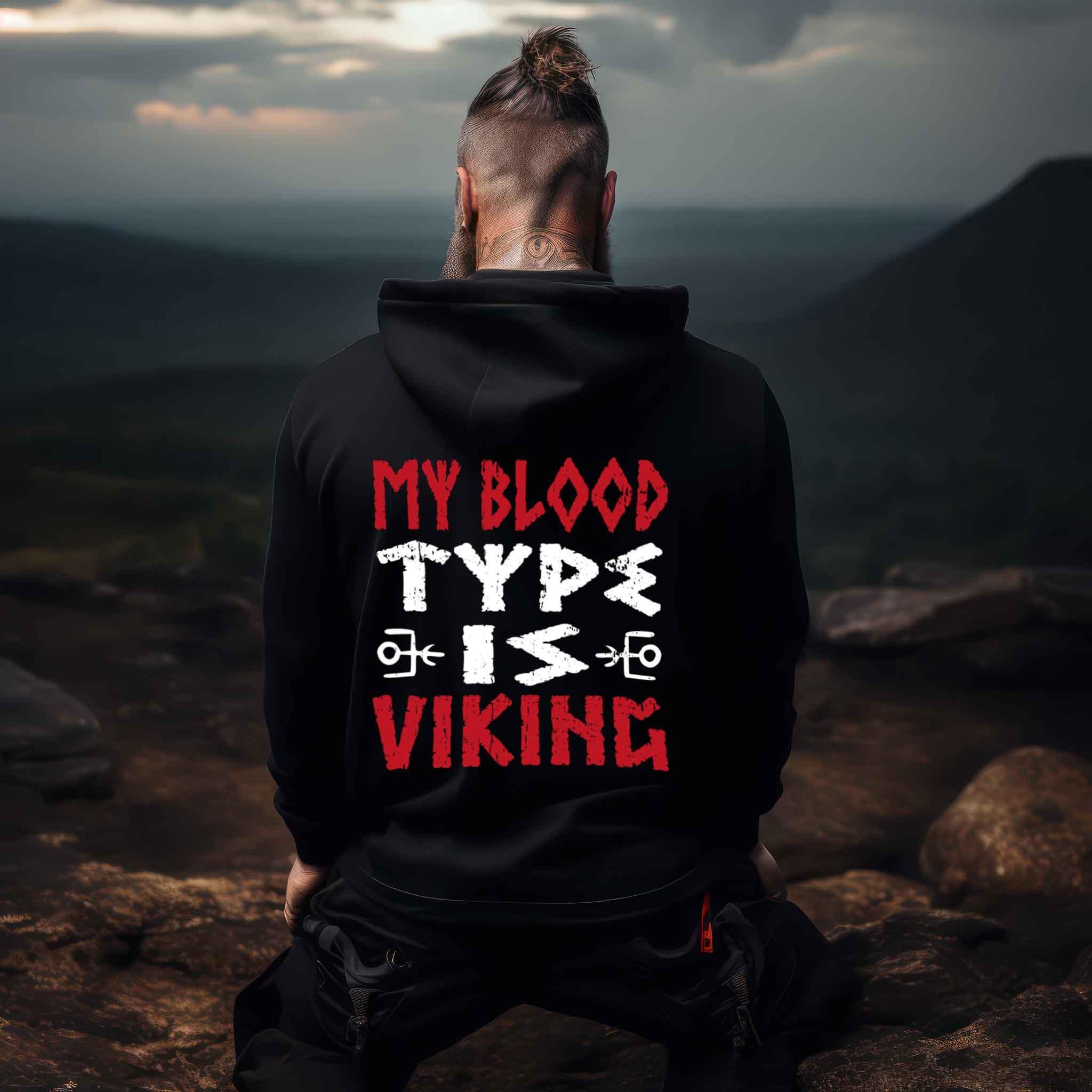 "My Blood Type Is Viking" Organic Zipp-Hoodie – Stolze Nordische Abstammung Bekleidung - Nordic Viking Wear