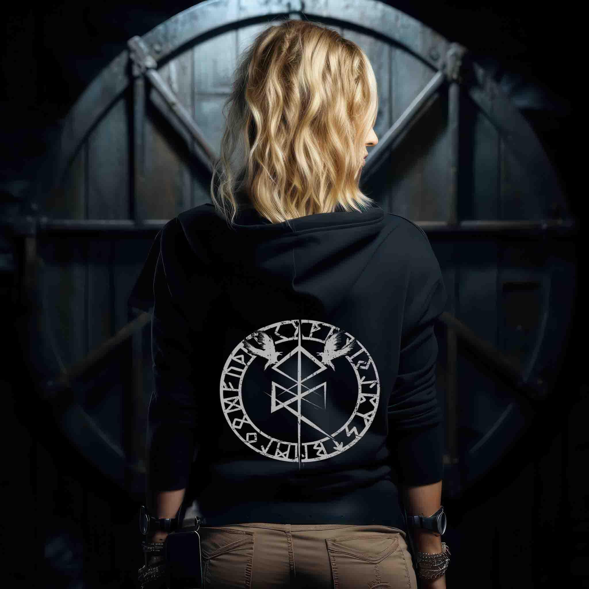 Schildmaiden Hoodie Odin Binderune – Mystisches Nordisches Symbol - Nordic Viking Wear