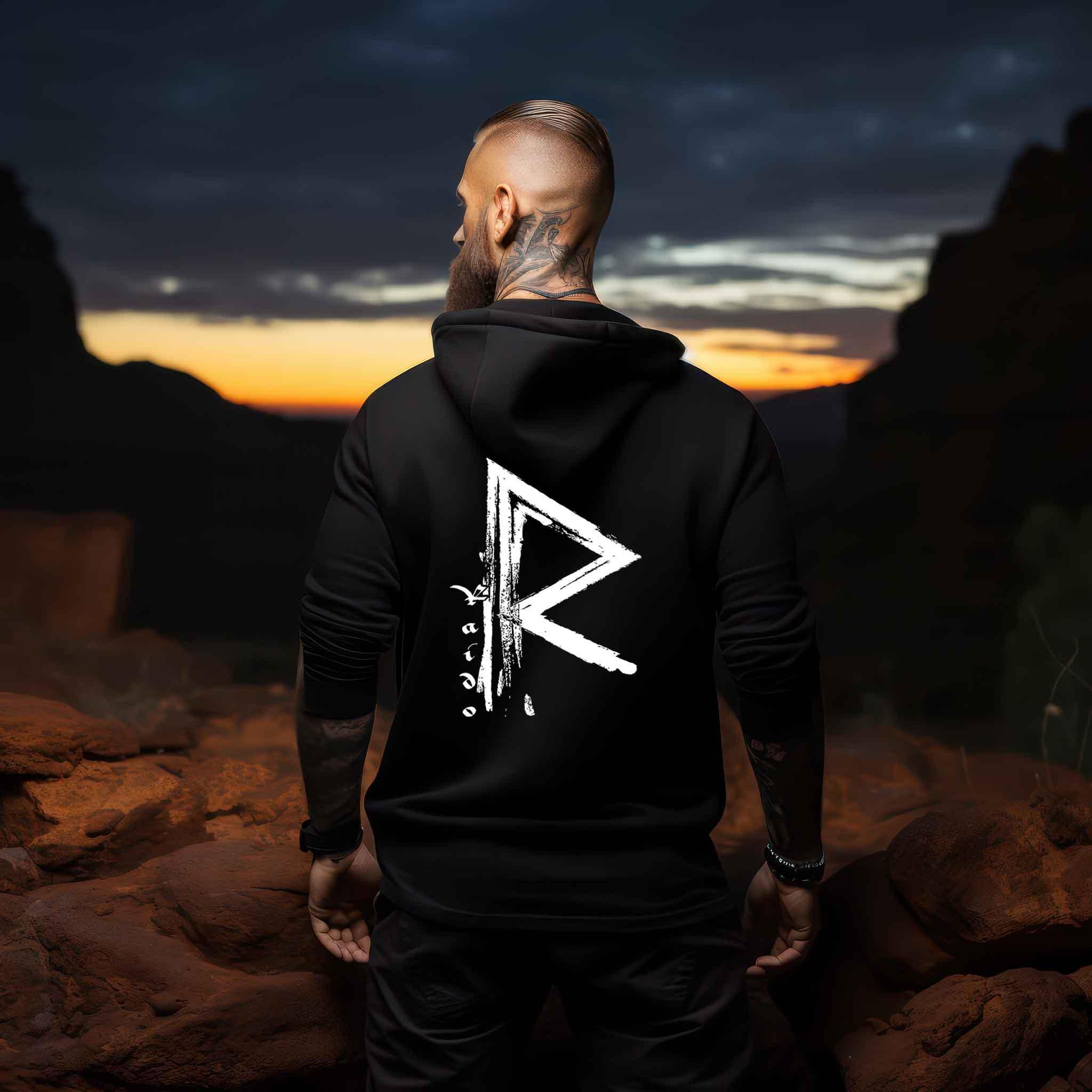 "Raido Rune" Wikinger-Schildmaiden Organic Zipper – Der Weg des Reisenden - Nordic Viking Wear