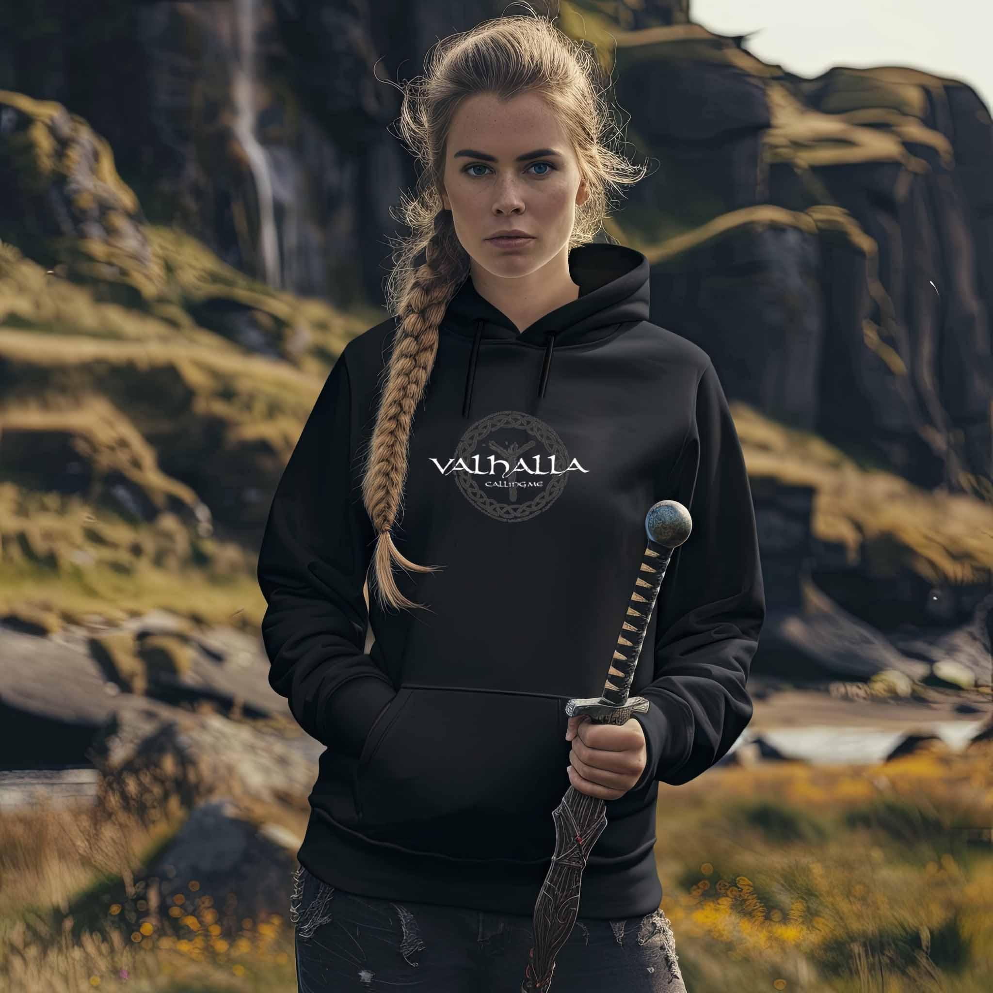 Schildmaiden Hoodie Algiz Rune Valhalla Calling Me - Nordic Viking Wear