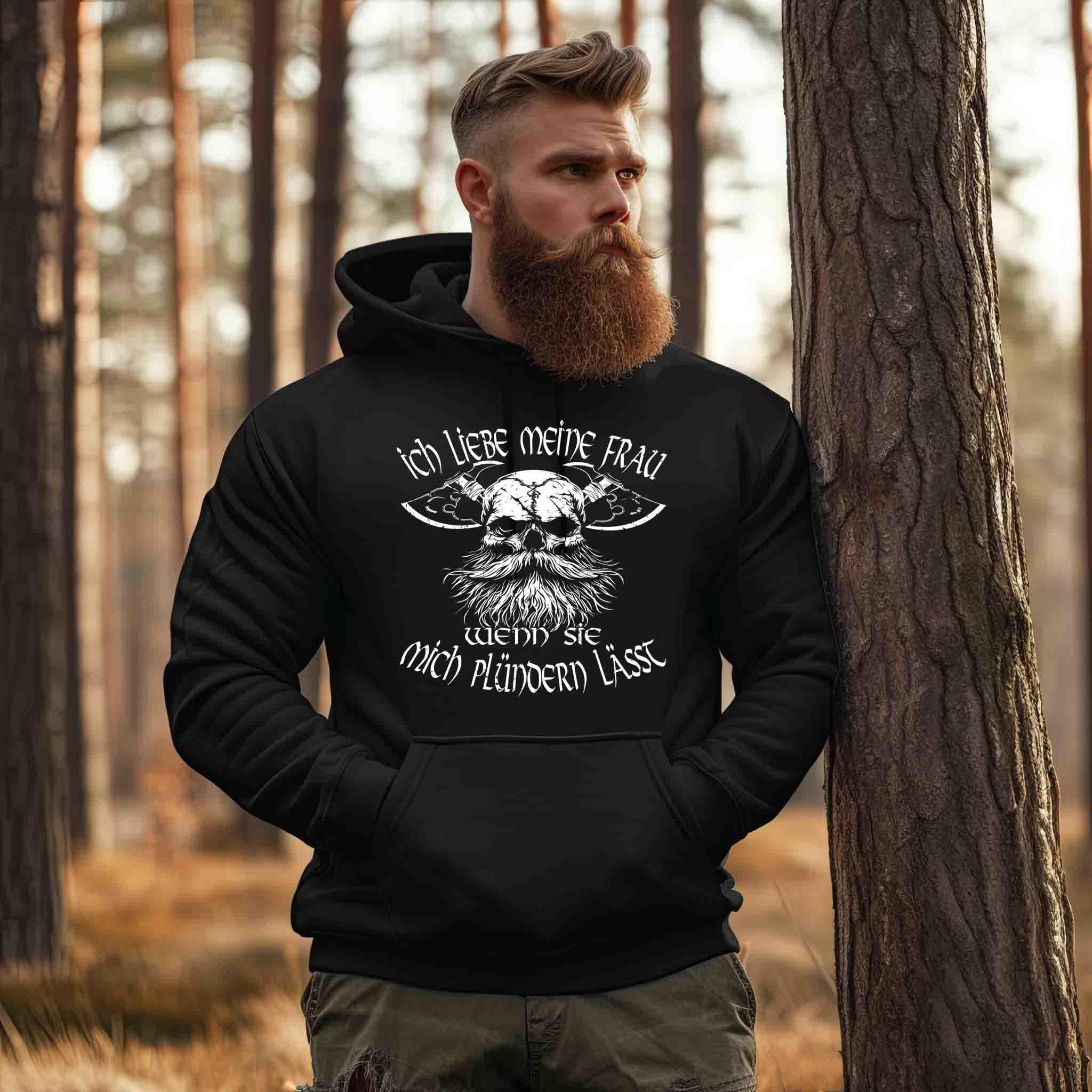 Lustiger Wikinger-Hoodie für Männer "Liebeskrieger" – Valentinstagsedition - Nordic Viking Wear