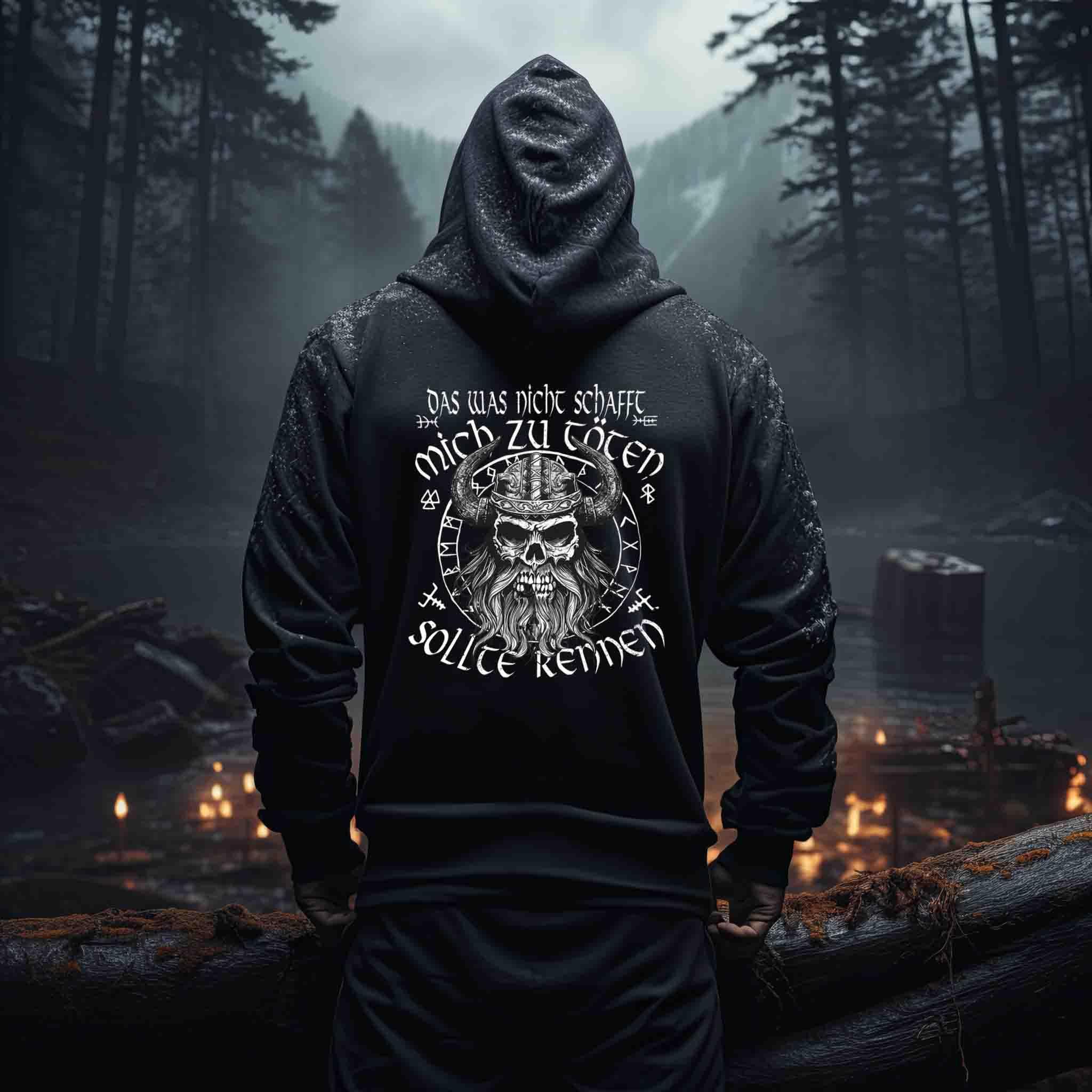 "Humorvoller Wikinger-Hoodie – 'Das was nicht schafft mich zu töten, sollte rennen'" - Nordic Viking Wear