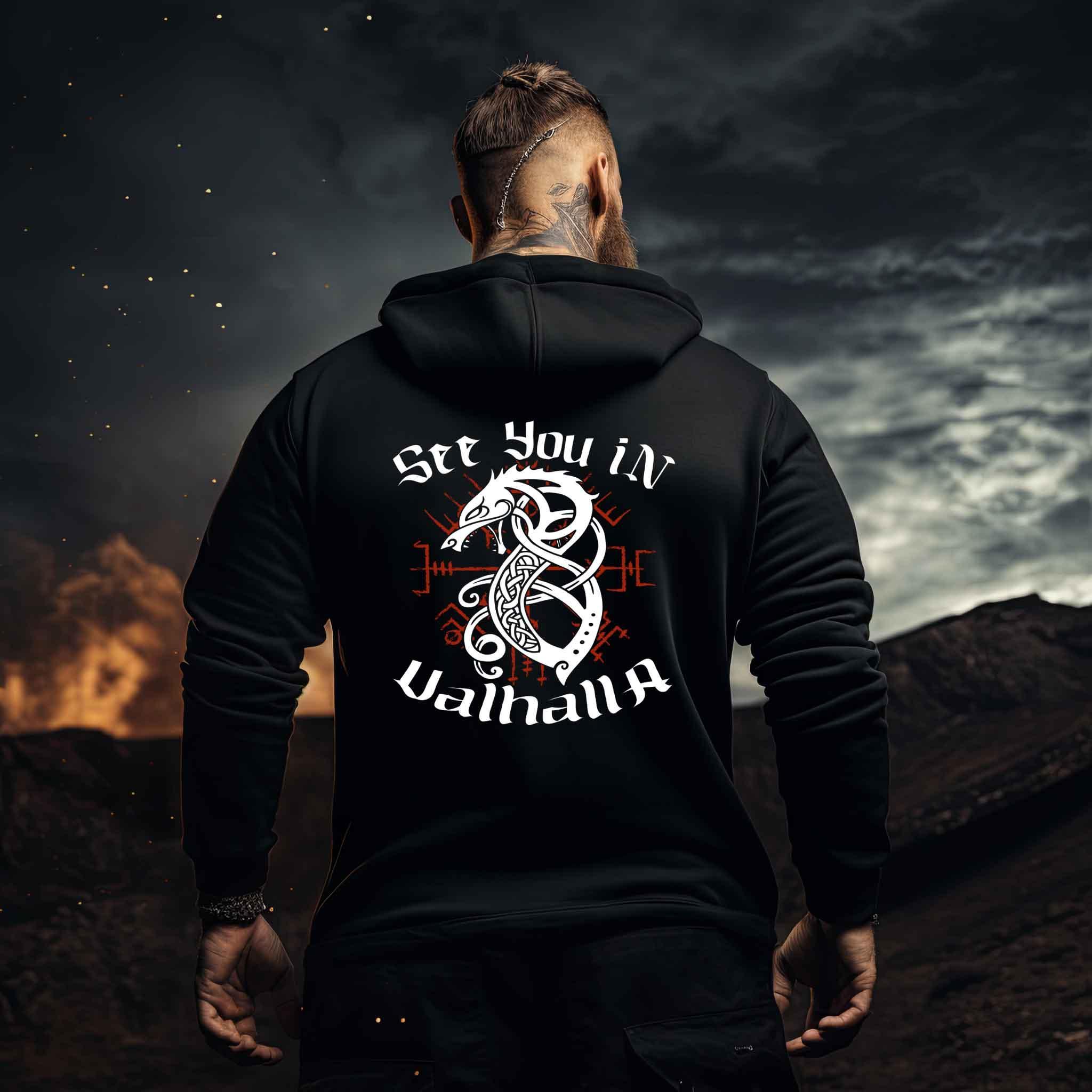 "Fenrir’s Oath" Wikinger-Hoodie – "See You in Valhalla" - Nordic Viking Wear