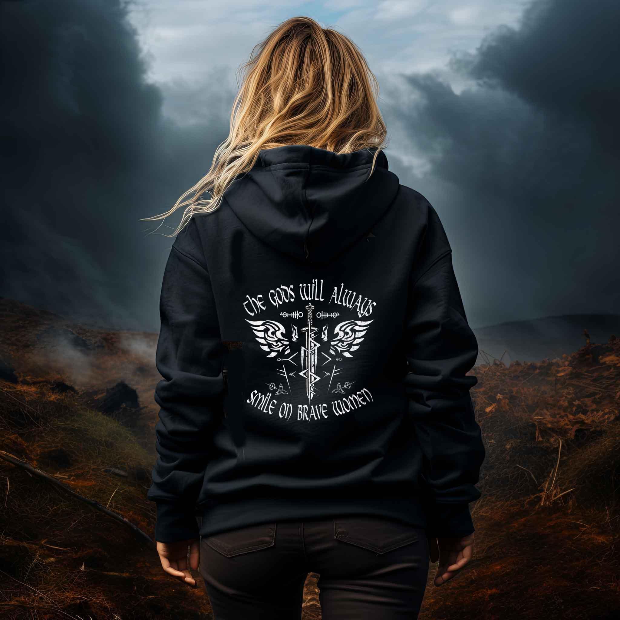 Schildmaid Freyja Binderunen Heavy Vintage Hoodie - Ehre die Göttinnen - Nordic Viking Wear