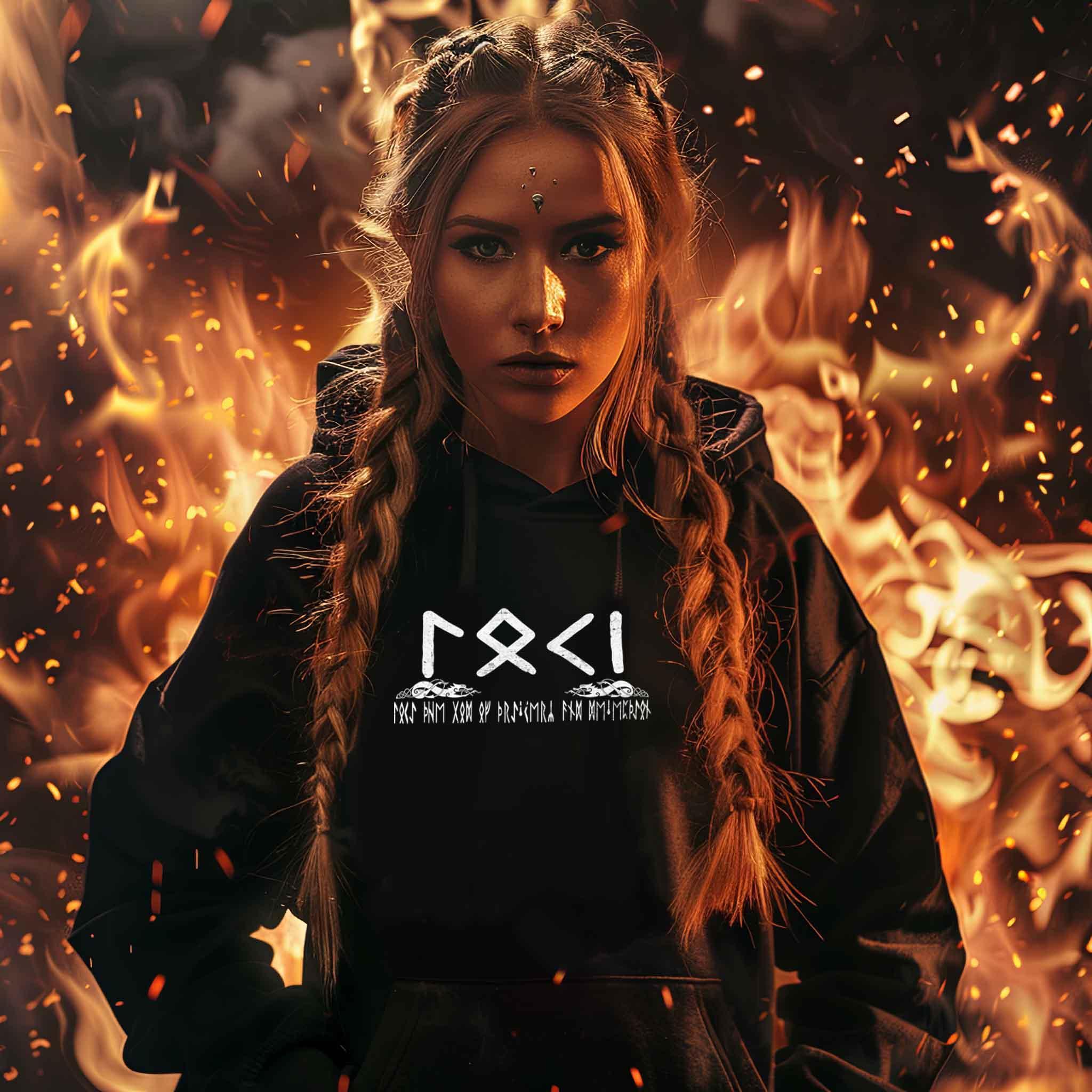 Schildmaiden-Hoodie Loki Der Gott der List und Täuschung - Damen Hoodie - Nordic Viking Wear