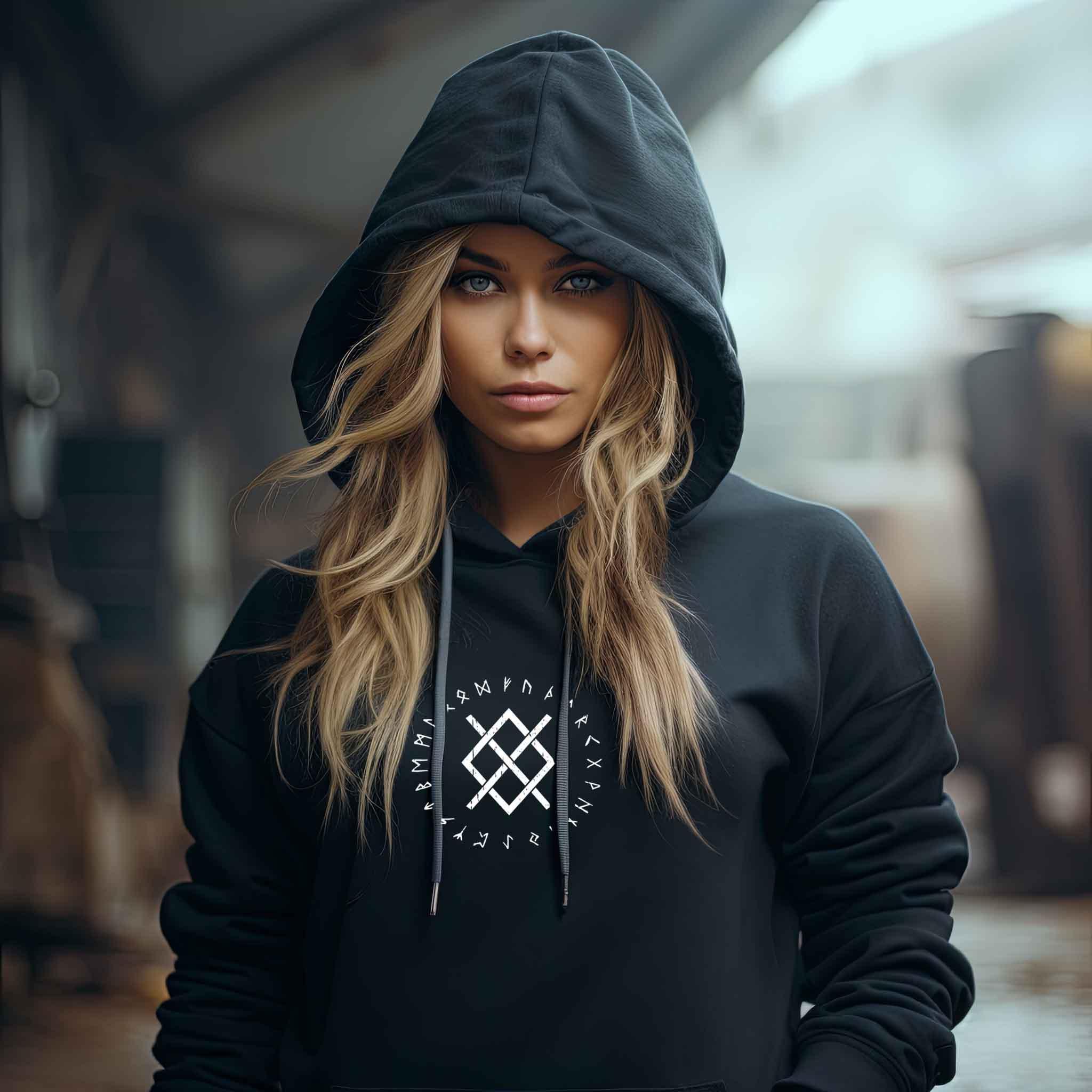 "Odins Gungnir Rune" Schildmaiden-Hoodie – Stärke des Allvaters - Nordic Viking Wear