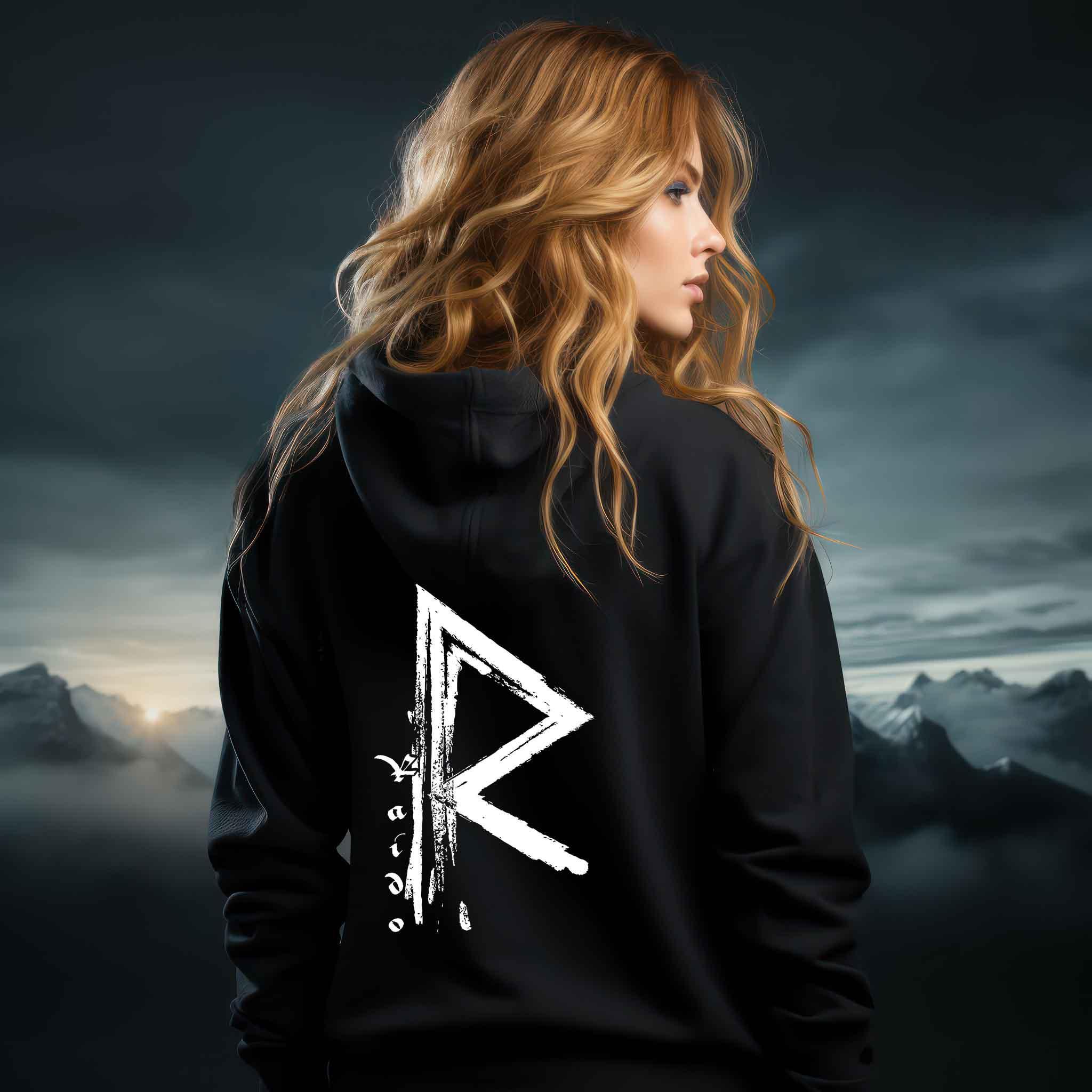 "Raido Rune" Schildmaiden-Hoodie – Der Weg des Reisenden