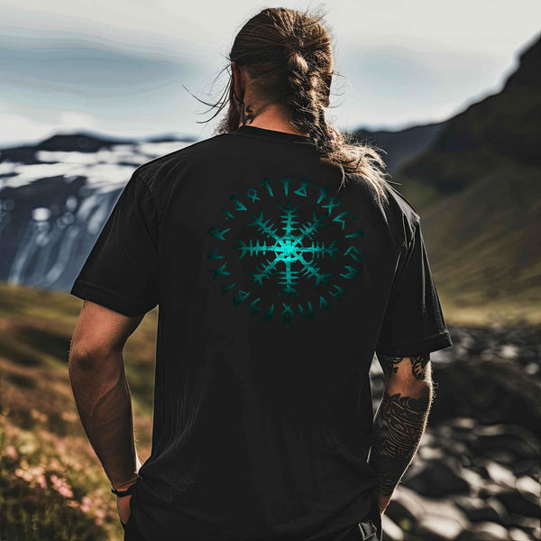 Wikinger Helm des Schreckens Premiumshirt – Mystischer Runenkreis - Nordic Viking Wear