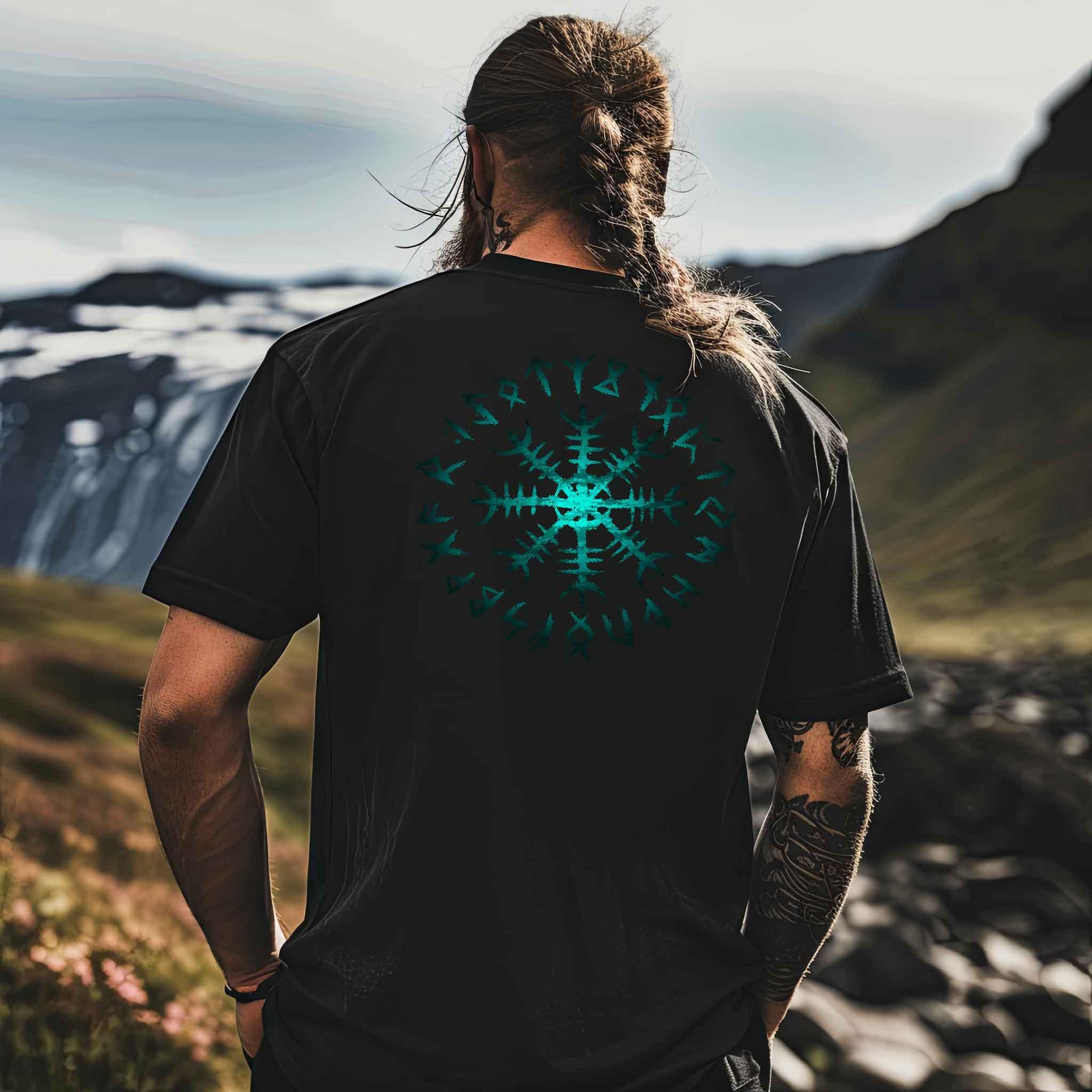 Wikinger Helm des Schreckens Premiumshirt – Mystischer Runenkreis - Nordic Viking Wear
