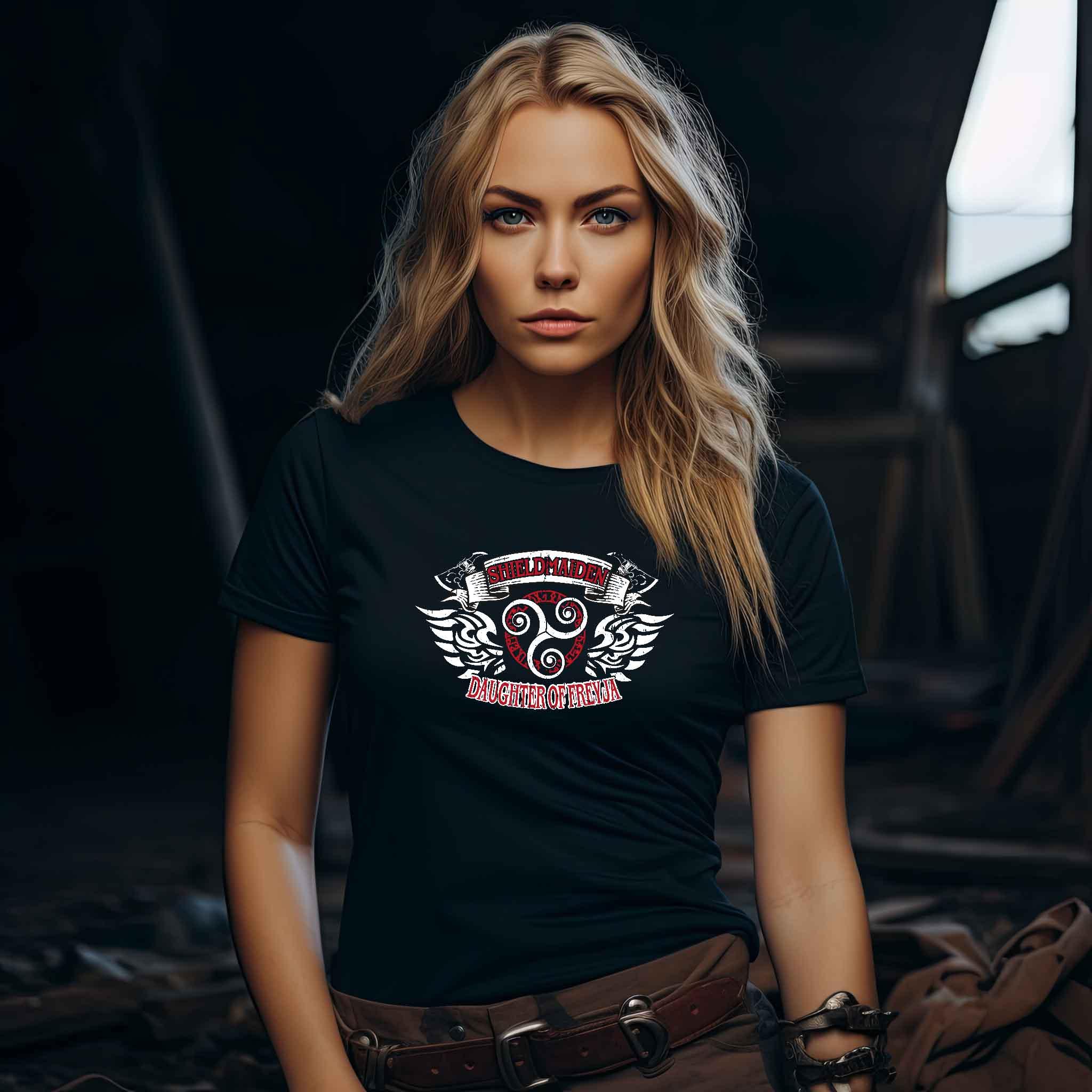 Schildmaiden Expresser Shirt - Daughter of Freyja Design - Wikinger-Style für echte Kriegerinnen" - Nordic Viking Wear